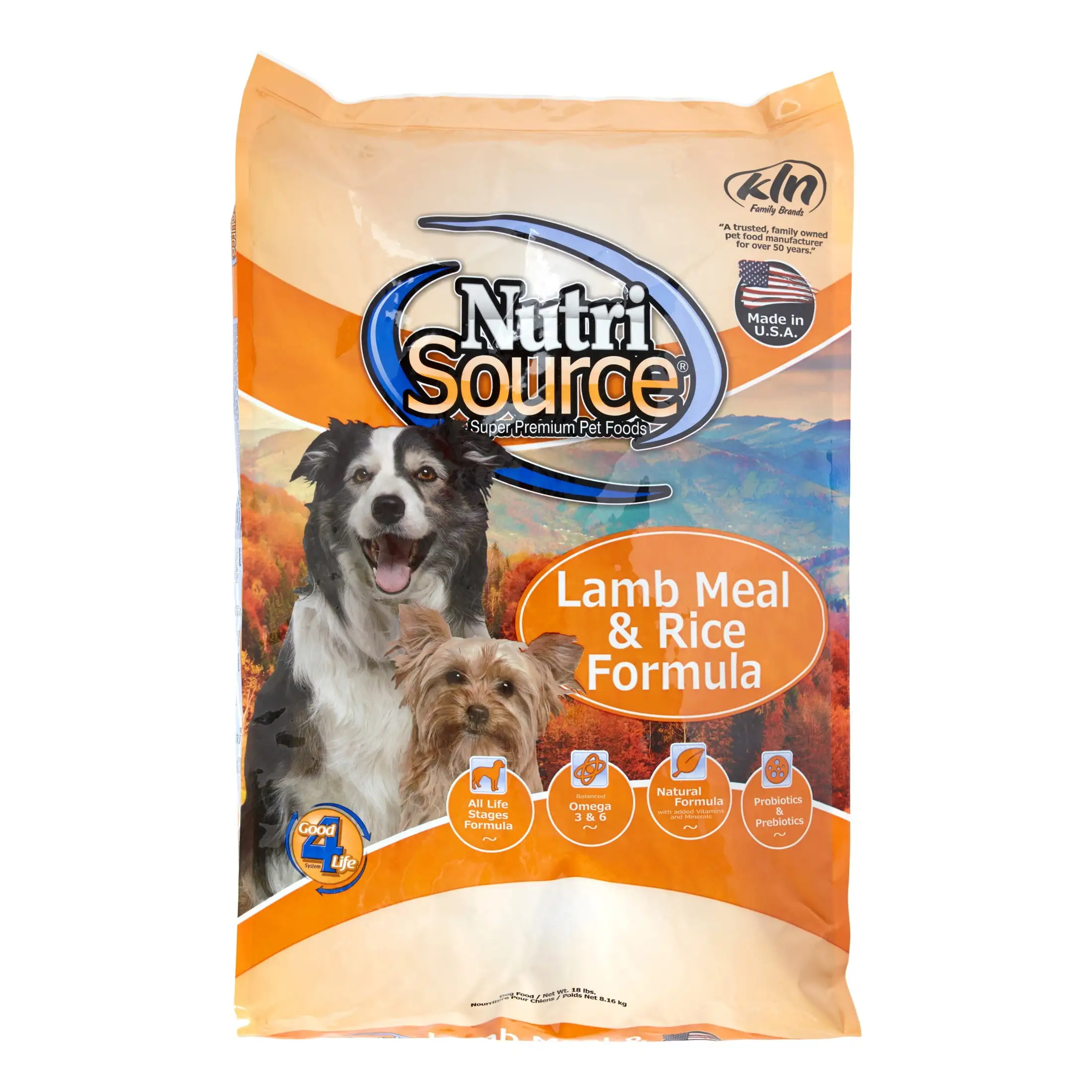 NutriSource Lamb Meal & Rice Formula Dry Dog Food. 18 lb