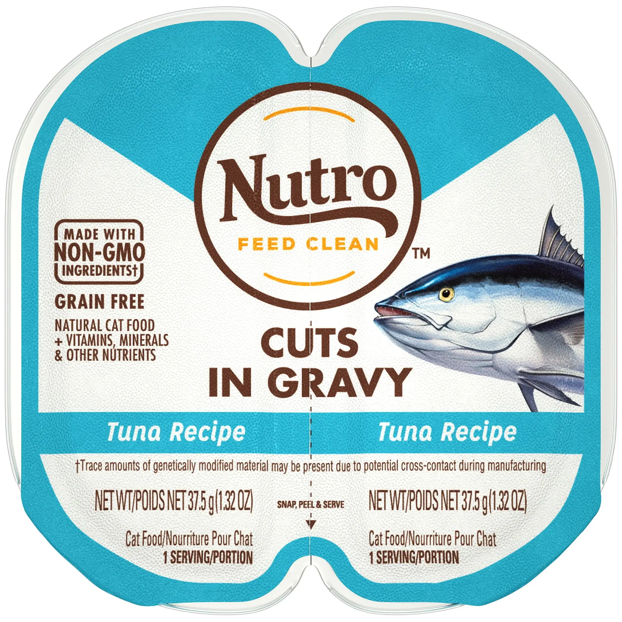 Nutro Grain Free Natural Wet Cat Food Cuts In Gravy Tuna Recipe. (1) 2.64 Oz. Perfect Portions Twin-Pack Tray