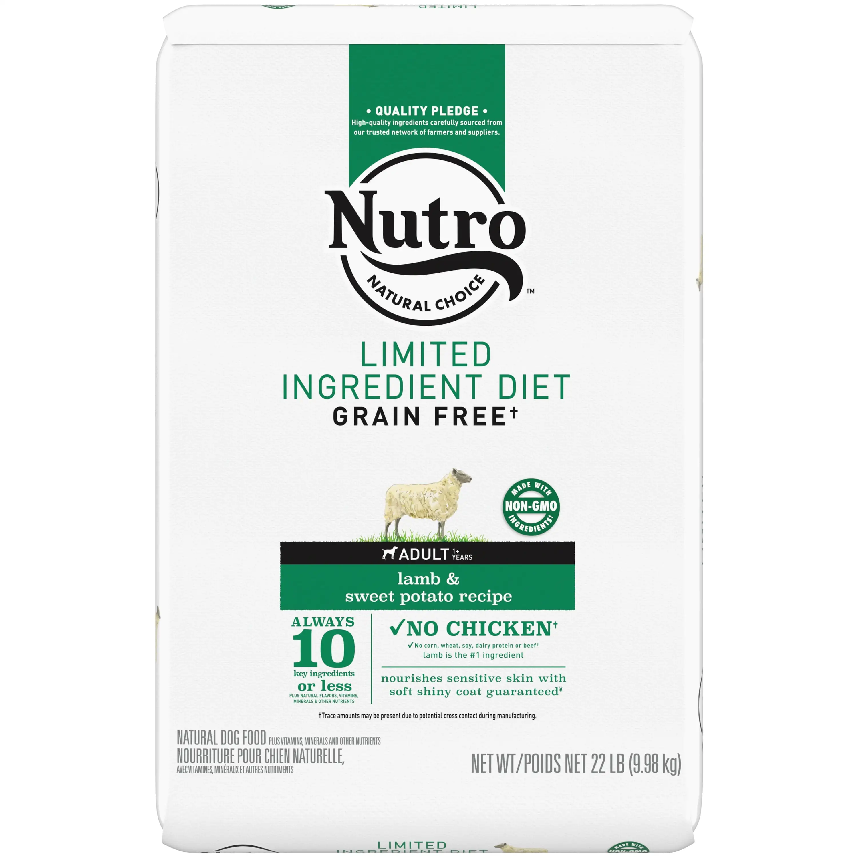 Nutro Limited Ingredient Diet Adult Dry Dog Food. Lamb & Sweet Potato Dog Kibble. 22 Lb. Bag