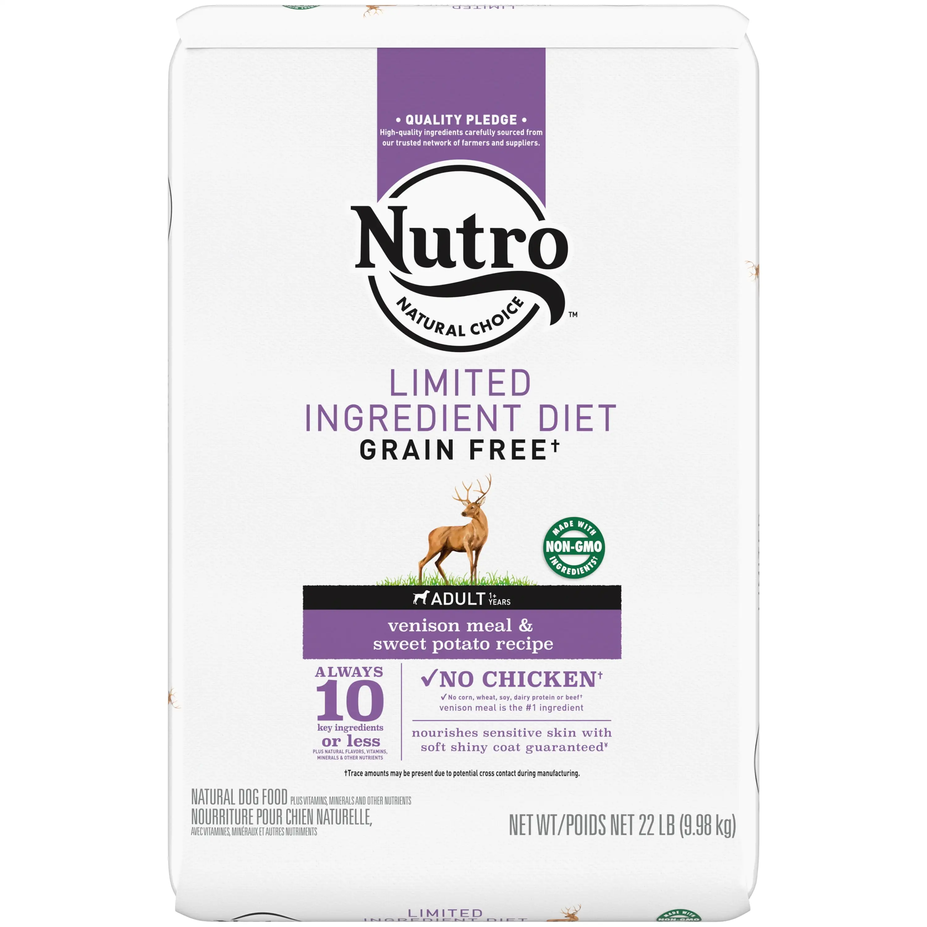 Nutro Limited Ingredient Diet Adult Dry Dog Food. Venison Meal & Sweet Potato Dog Kibble. 22 Lb. Bag