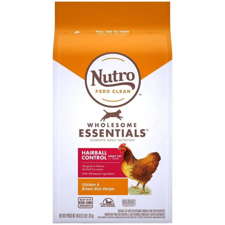 Nutro Products Wholesome Essentials Hairball Control Adult Dry Cat Food Chicken & Brown Rice. 3 lb