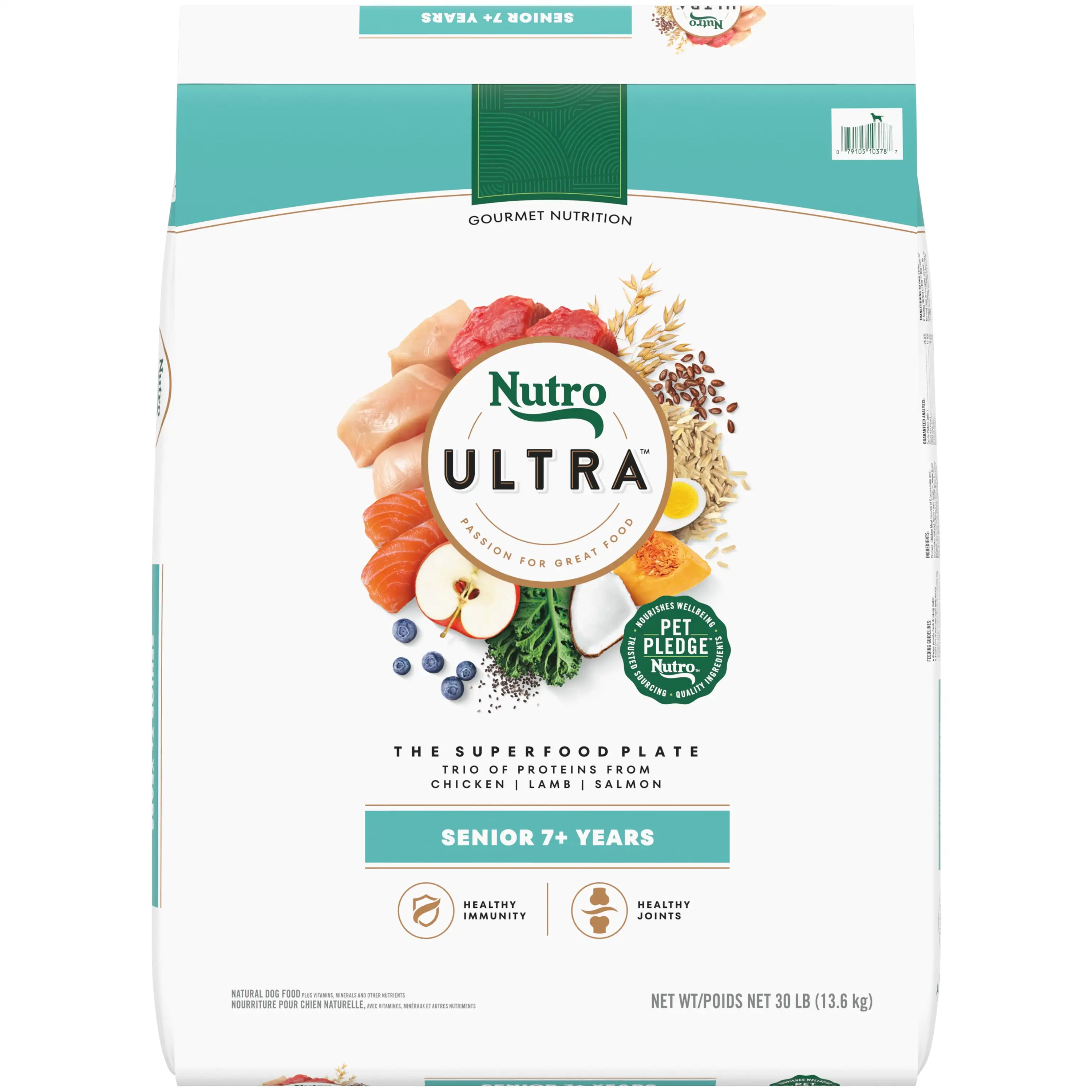 Nutro Ultra Senior Dry Dog Food With A Trio Of Proteins From Chicken. Lamb And Salmon. 30 Lb. Bag