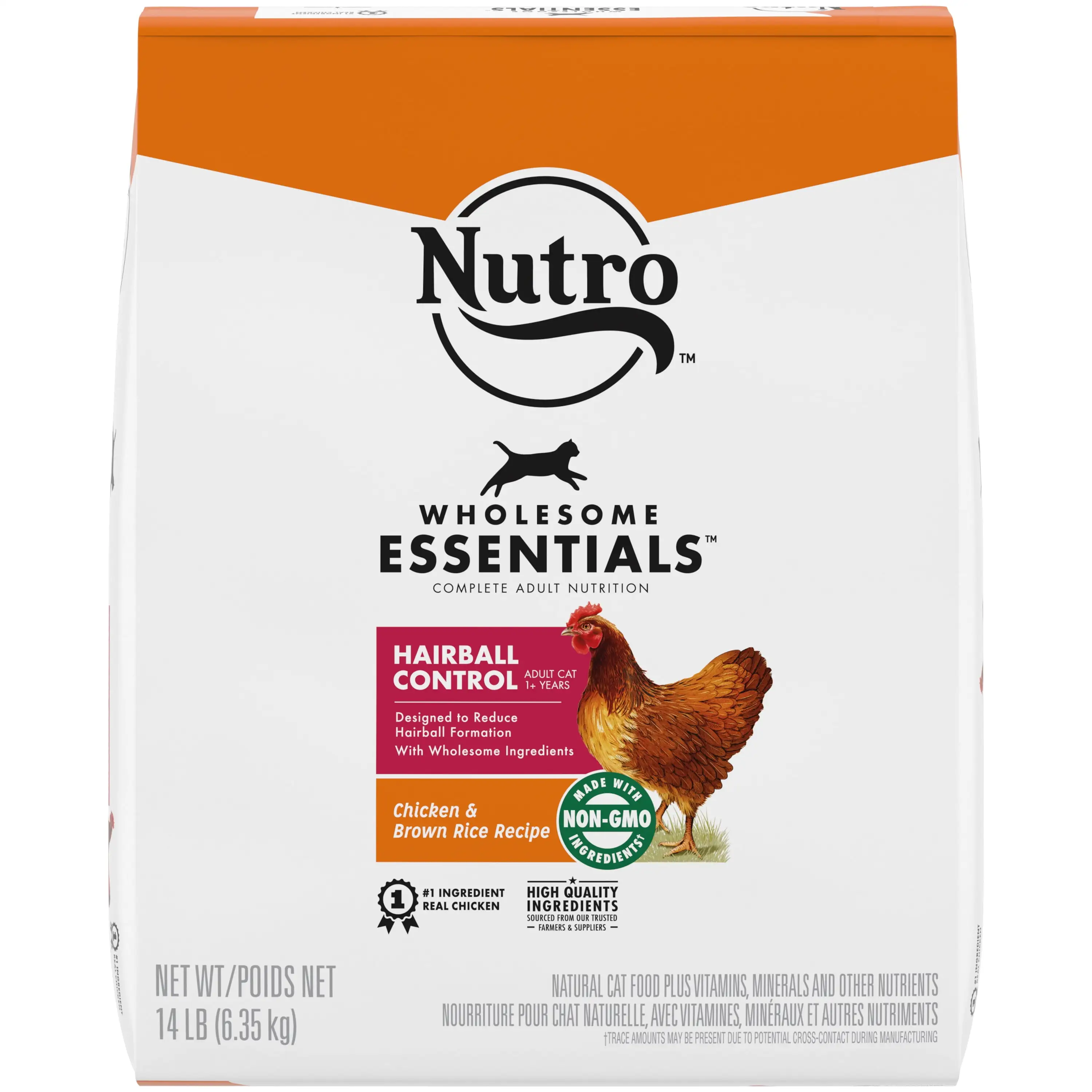 Nutro Wholesome Essentials Adult Hairball Control Dry Cat Food Chicken & Brown Rice Recipe. 14 lb Bag