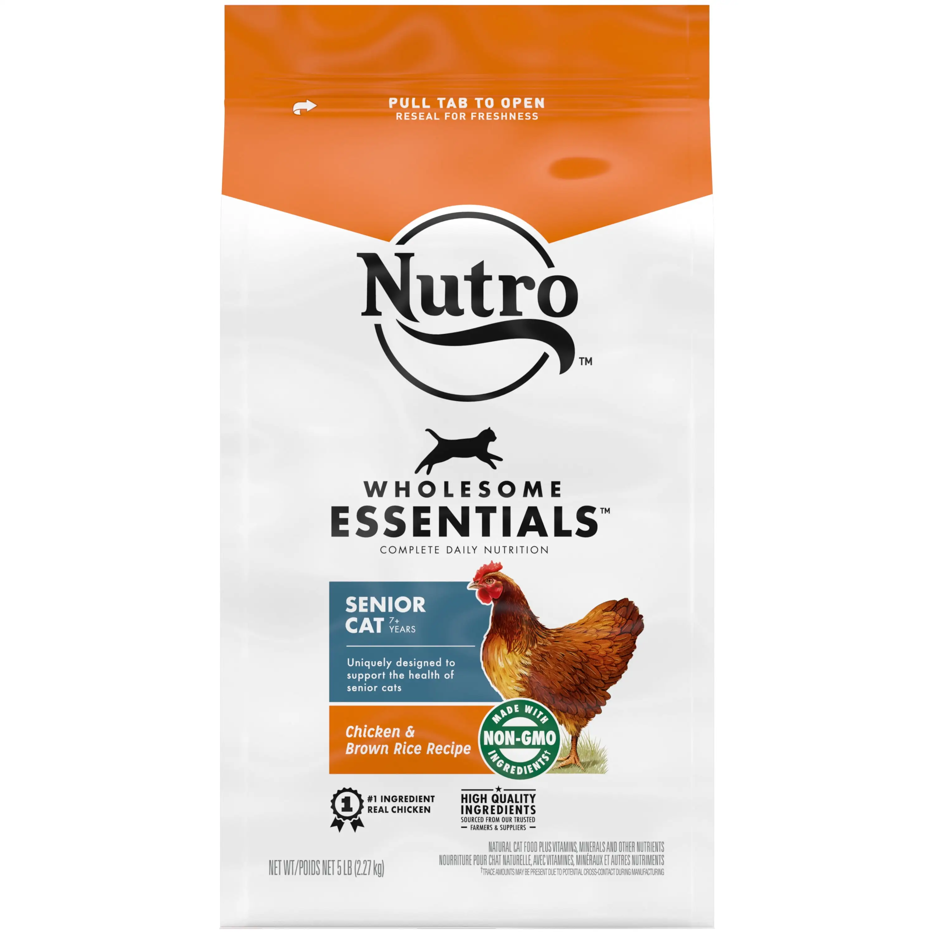 Nutro Wholesome Essentials Natural Chicken & Brown Rice Cat Food For Senior Cat. 5 Lb. Bag