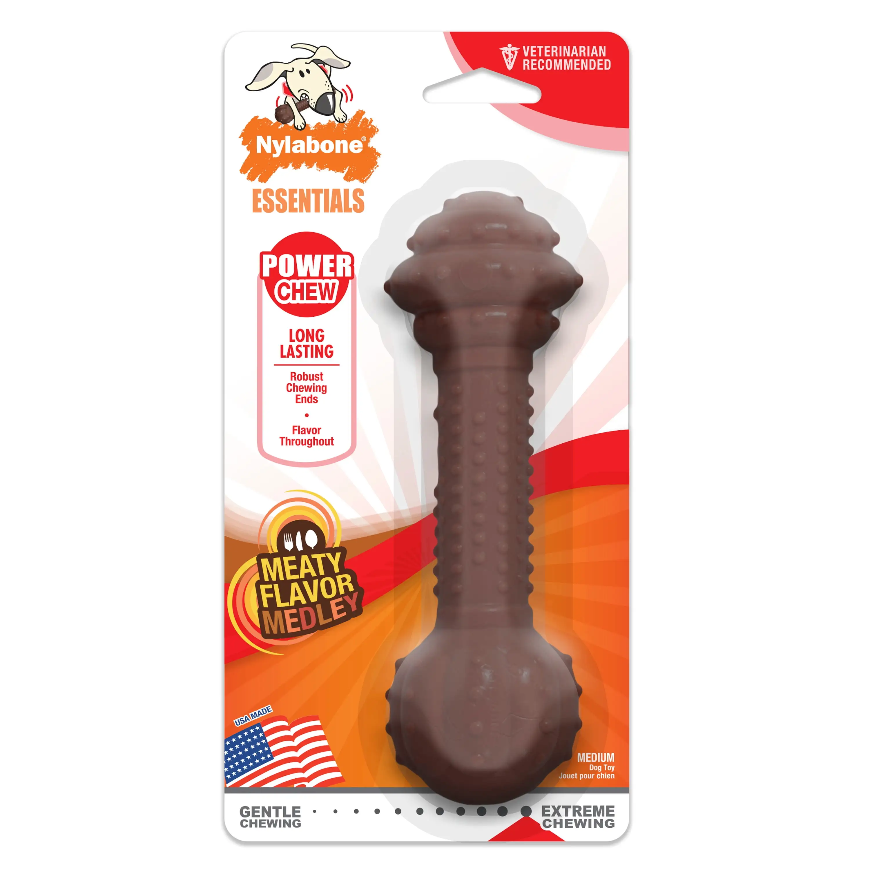 Nylabone Barbell Power Chew Durable Dog Toy - Up to 35 lbs.