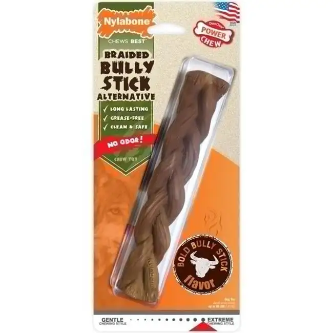 Nylabone Braided Bully Stick Alternative Large Dog Chew Bully Stick Flavor