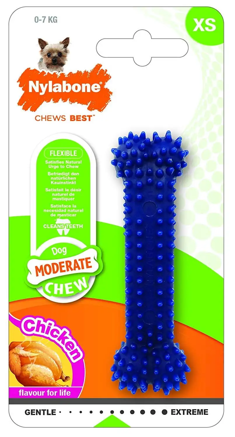 Nylabone Dental Chew Bone - Chicken Flavor. Petite (1 Pack)