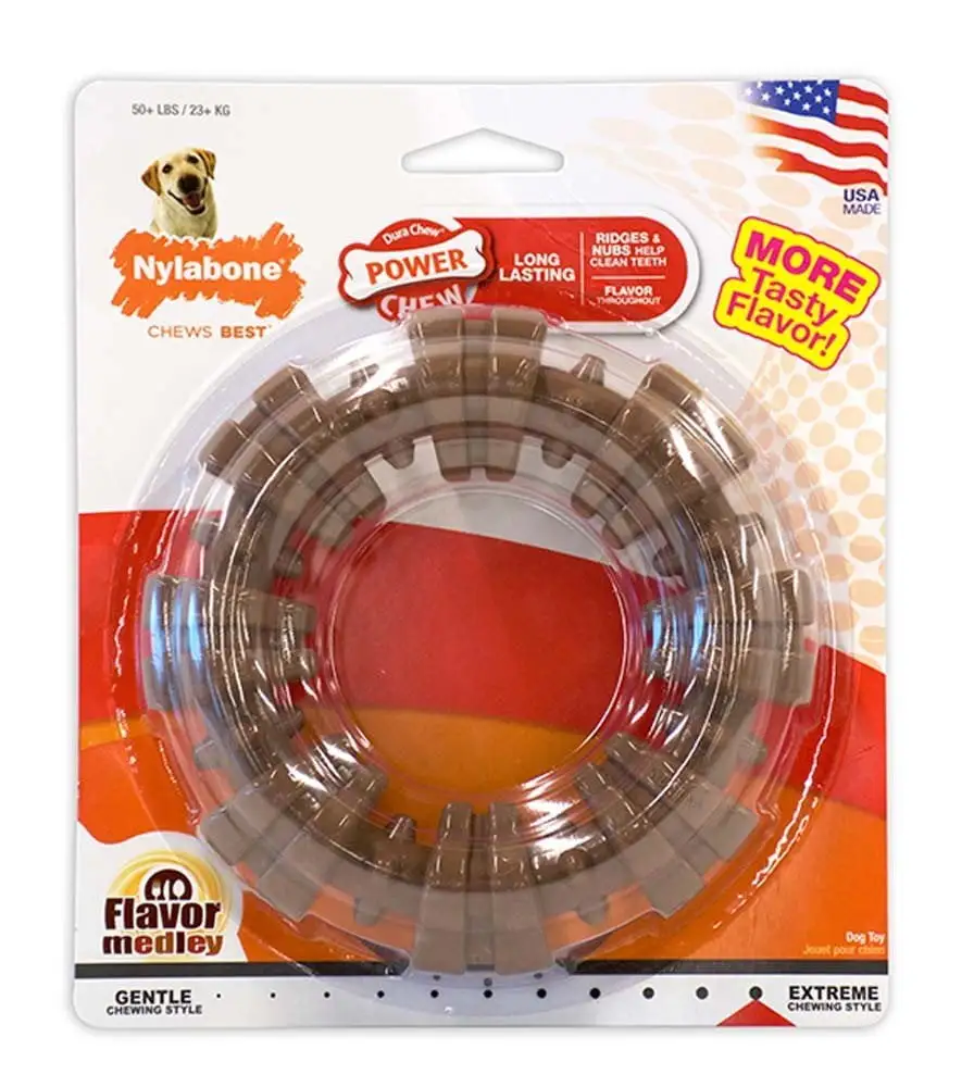 Nylabone Dura Chew Textured Ring - Flavor Medley. 1 Chew - Dogs over 50 lbs