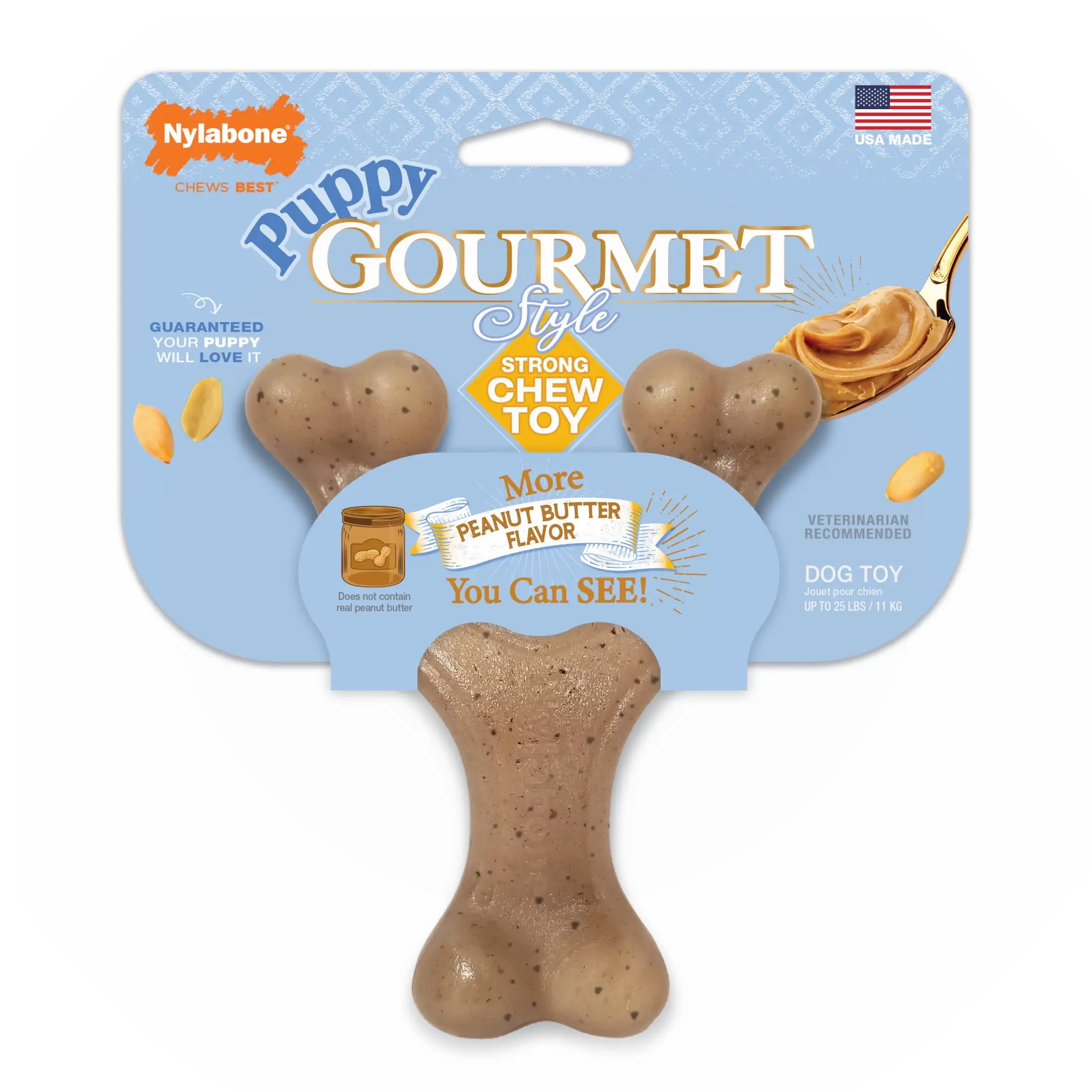 Nylabone Gourmet Style Strong Wishbone Puppy Chew Toy Peanut Butter Small/Regular - Up to 25 Ibs. (1 Count)