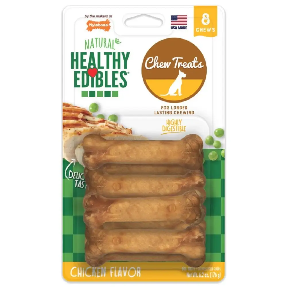 Nylabone Healthy Edibles Wholesome Dog Chews - Chicken Flavor. Petite - 3.75 Long (8 Pack)