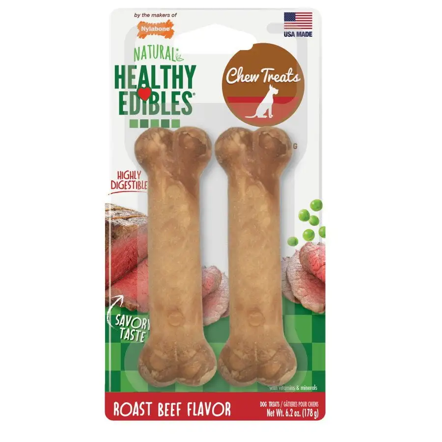 Nylabone Healthy Edibles Wholesome Dog Chews - Roast Beef Flavor. Wolf (2 Pack)