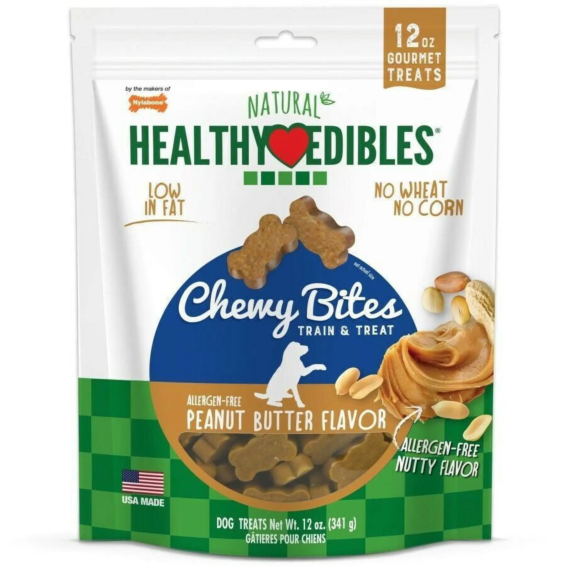 Nylabone Healthy Edibles Chewy Bites Dog Training Treats 12 oz (Sold Separately)