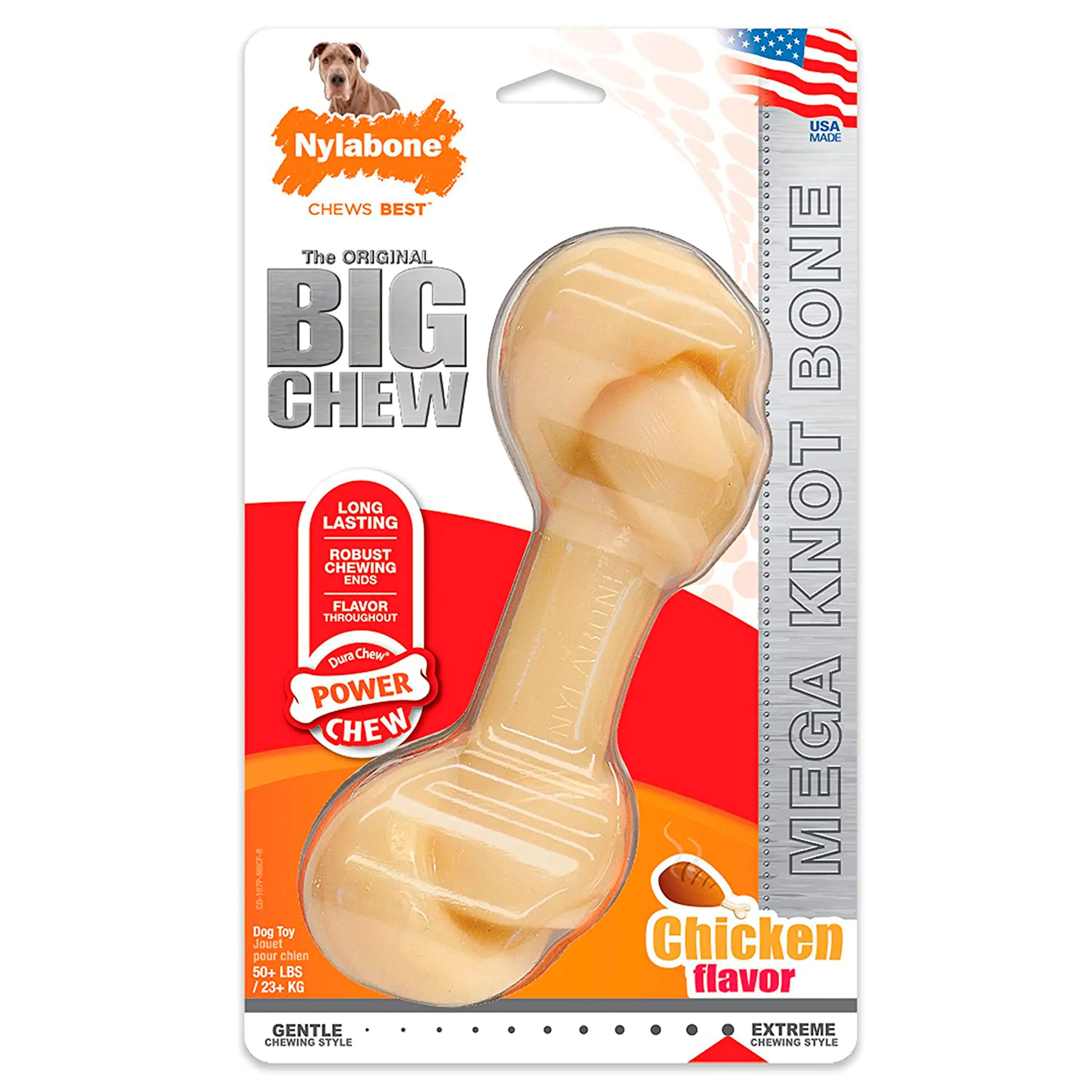 Nylabone Knot Bone Power Chew Extra Durable Chew Toy for Big Dogs Chicken Flavor XX-Large/Monster - 50+ lb