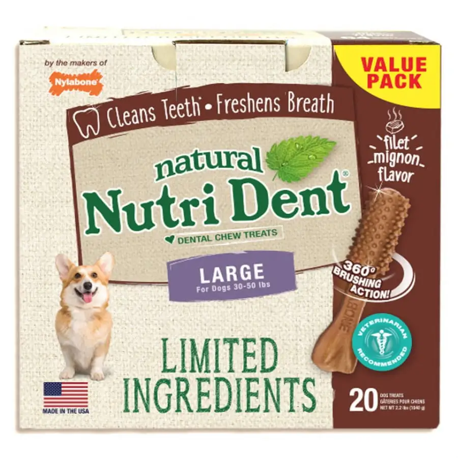 Nylabone Natural Nutri Dent Filet Mignon Limited Ingredients Large Dog Chews