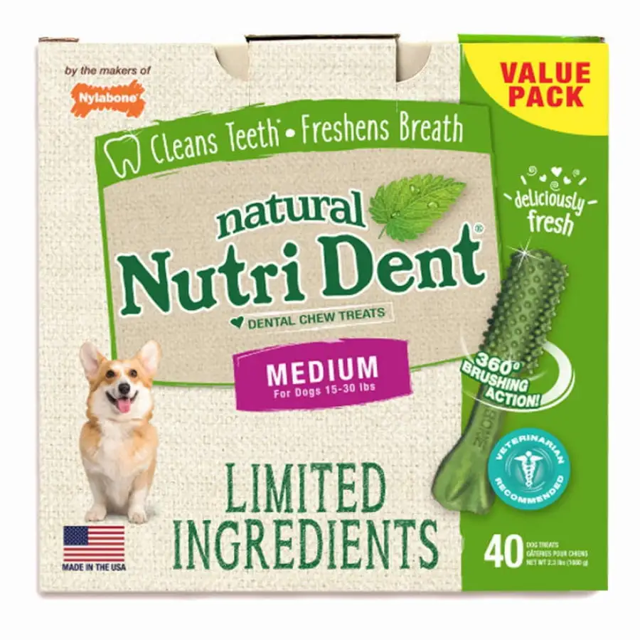 Nylabone Natural Nutri Dent Fresh Breath Limited Ingredients Medium Dog Chews