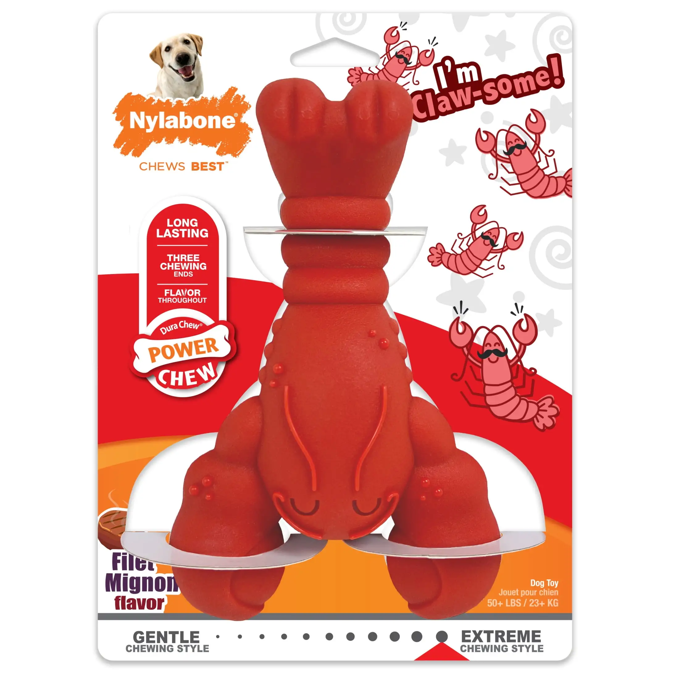 Nylabone Power Chew Lobster Dog Toy Filet Mignon X-Large/Souper - 50+ lbs. (1 Count)