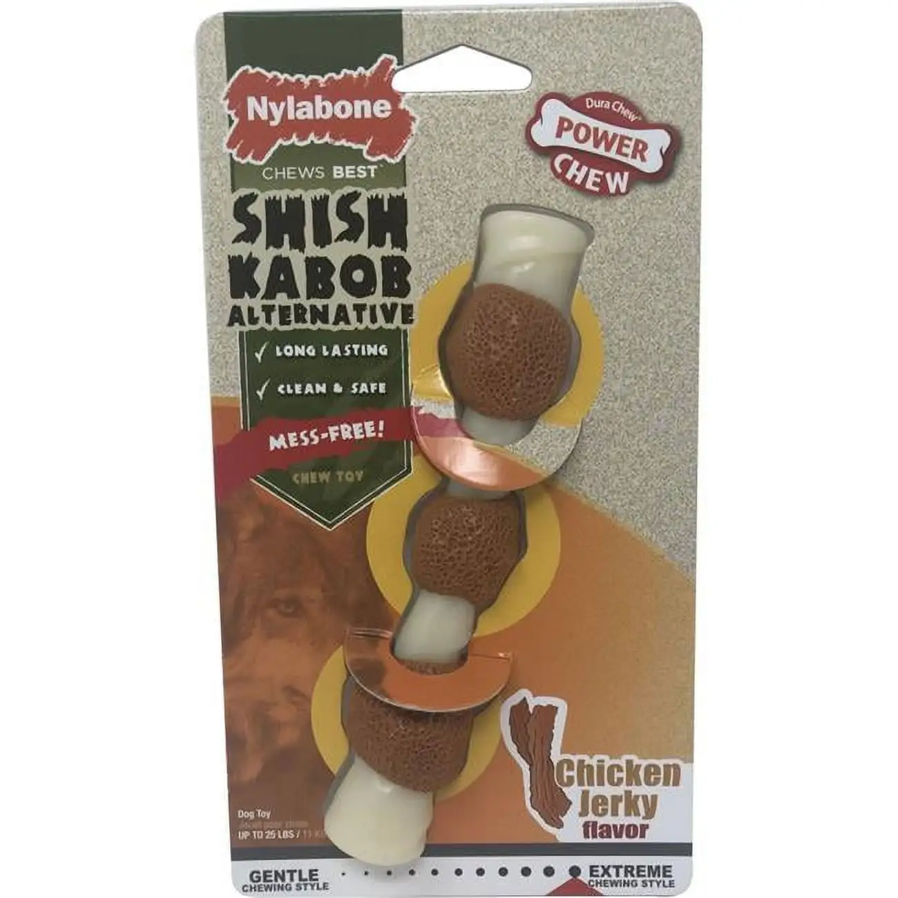 Nylabone Power Chew Shish Kabob Mess Free Nylon Chew Toy Chicken Jerky Flavor Regular