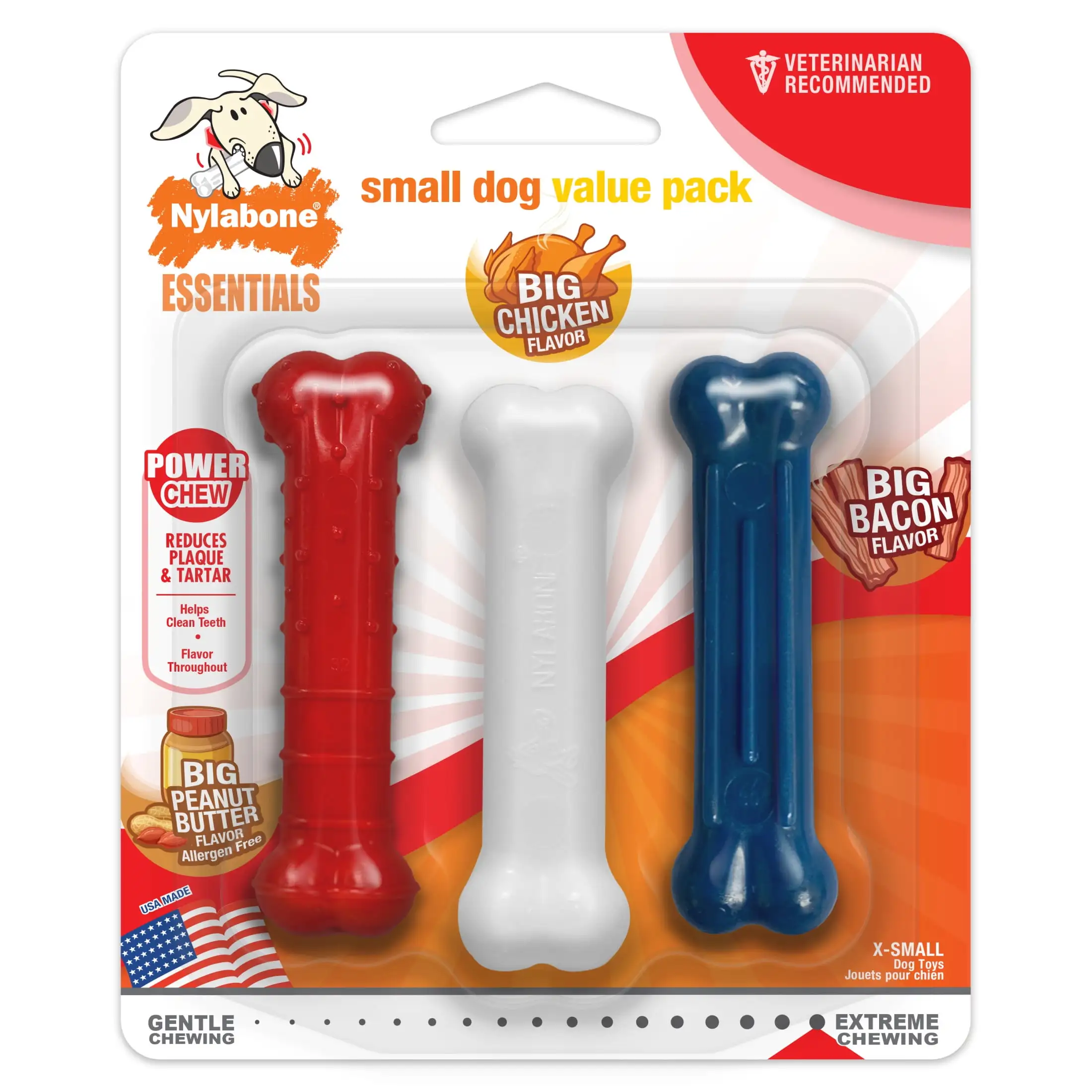 Nylabone Power Chew Small Dog Chew Toys Value Pack. x-small - up to 15 lbs. Multi-color