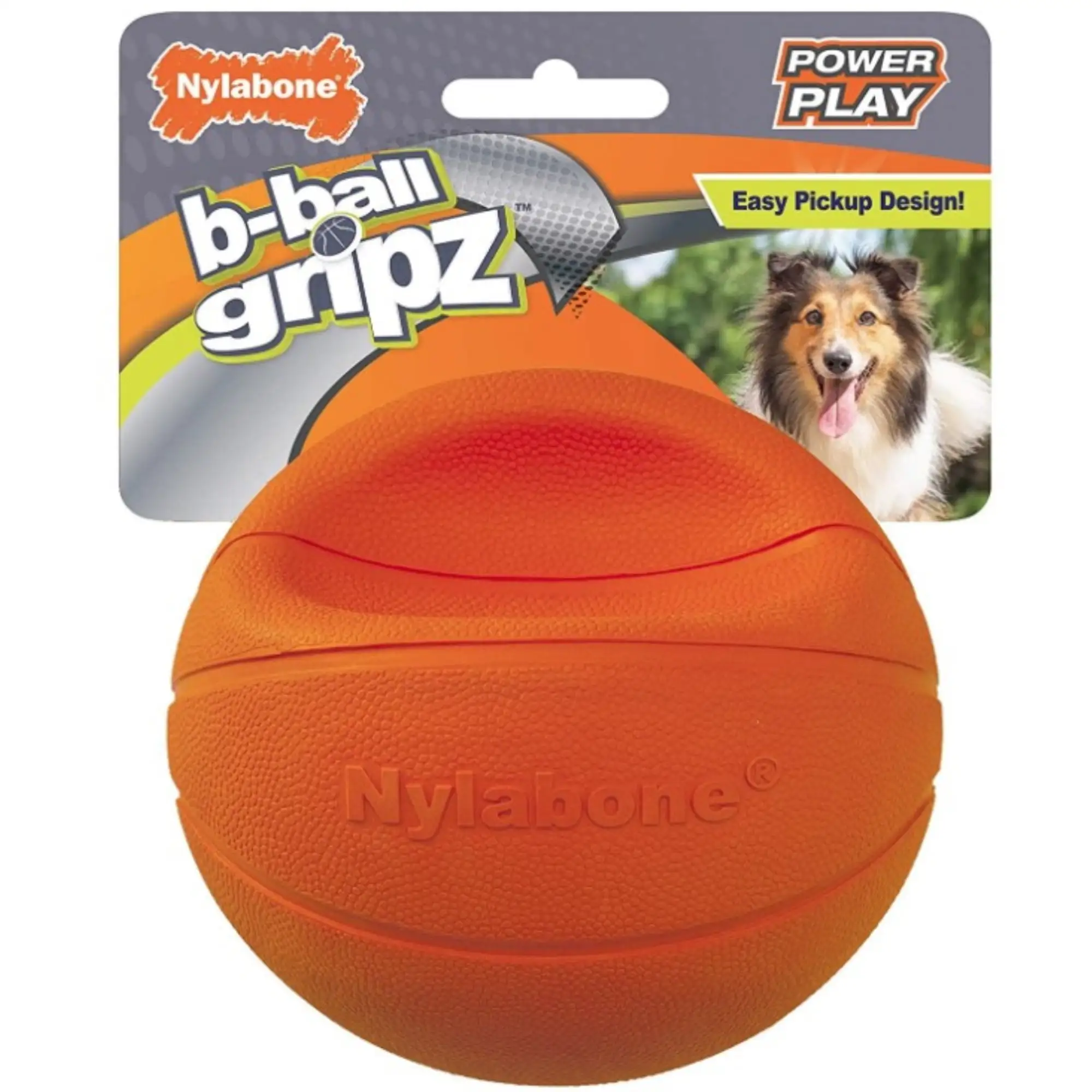 Nylabone Power Play B-Ball Grips Basketball Medium 4.5 Dog Toy