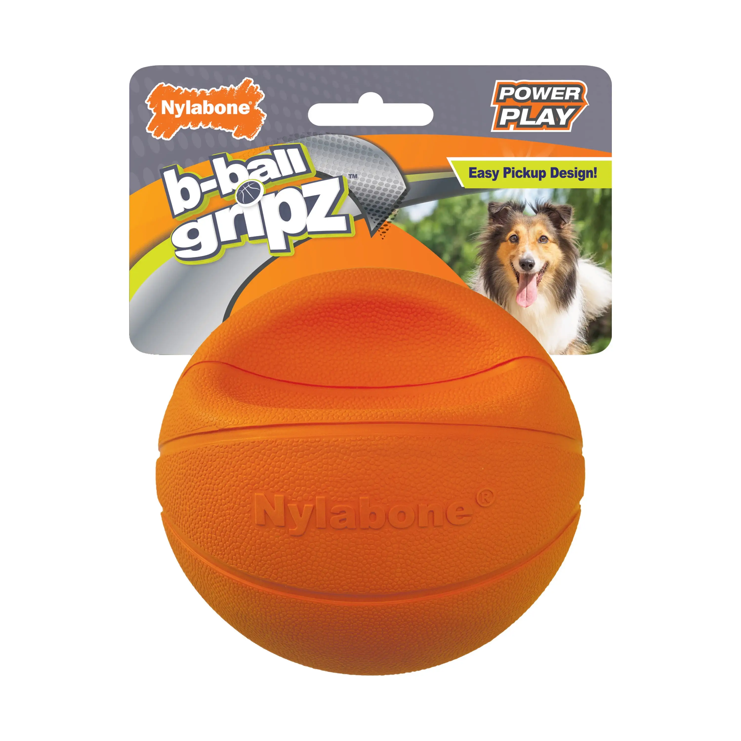 Nylabone Power Play Dog Basketball B-Ball Gripz Medium/Wolf - Up to 35 lbs. 4.5 Inch (1 Count)