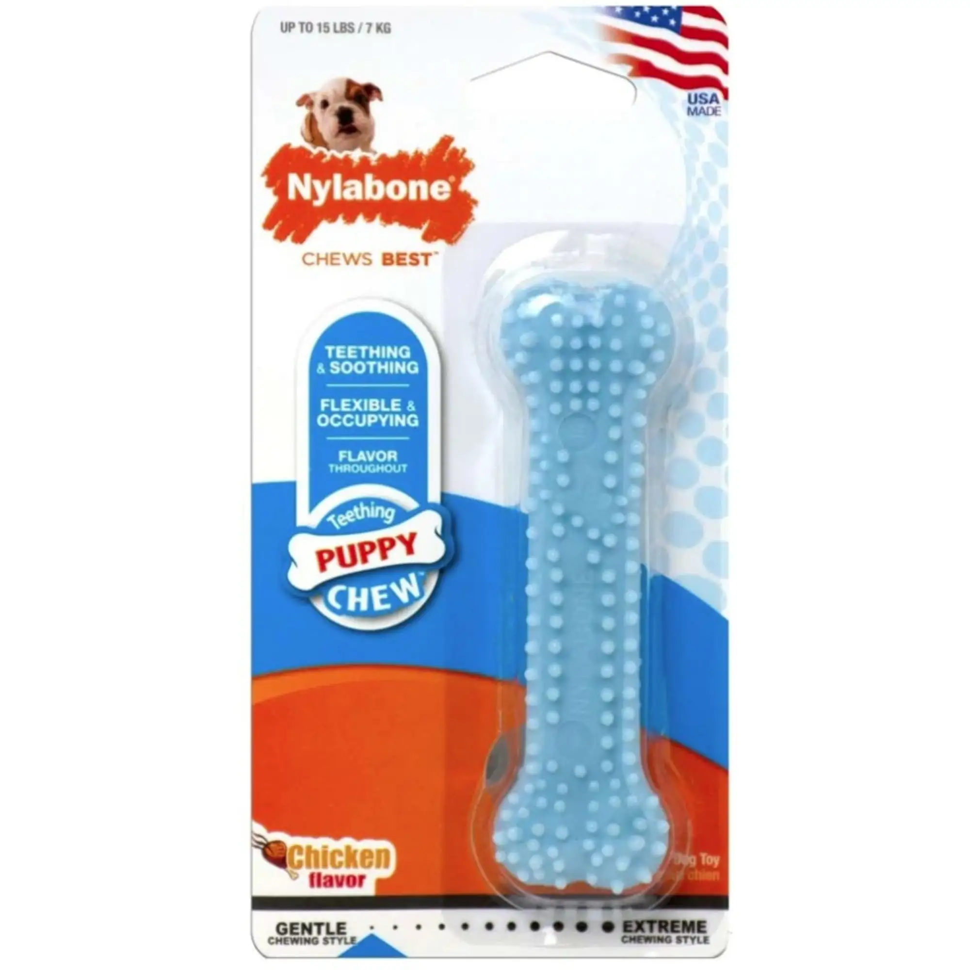 Nylabone Puppy Chew Dental Bone Blue