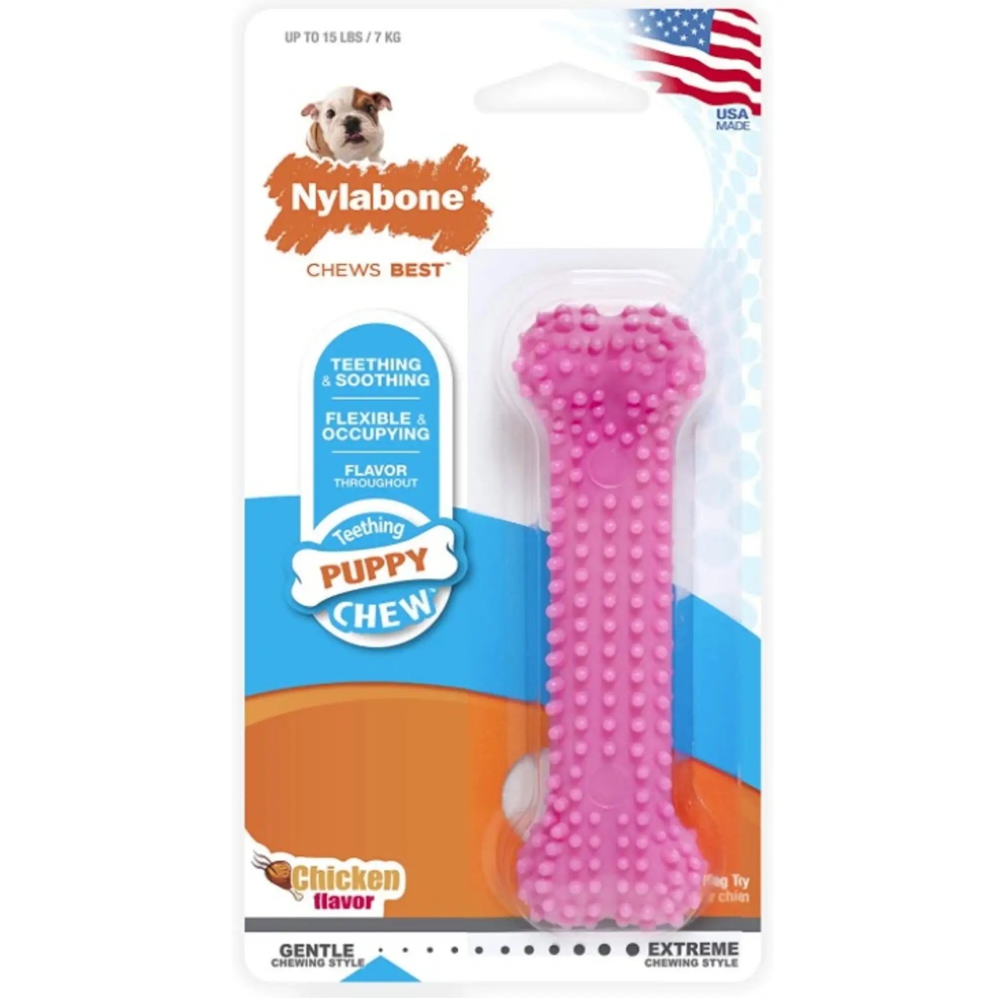 Nylabone Puppy Chew Dental Bone Pink