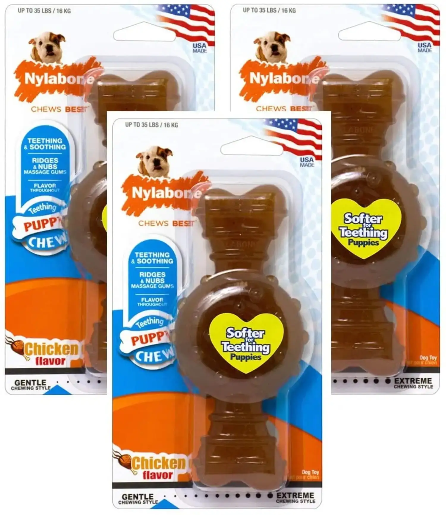 Nylabone Puppy Chew Ring Bone Chicken Medium/Wolf. Chicken Flavor