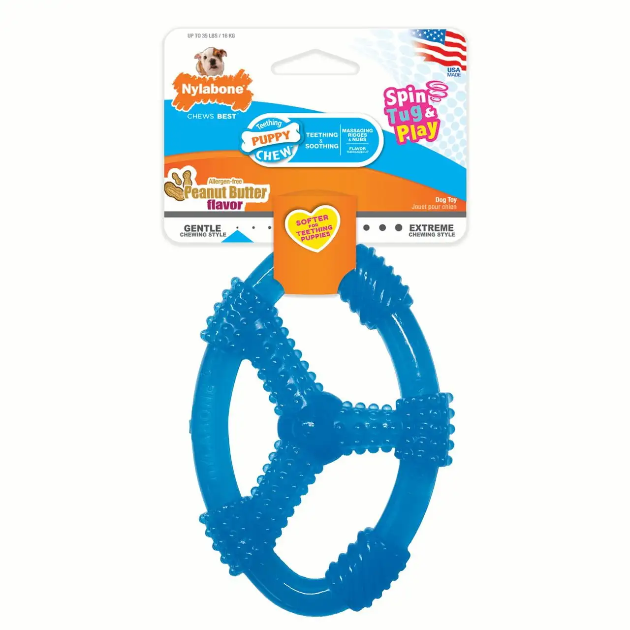 Nylabone Puppy Chew Ring Peanut Butter Toy - Wolf - 1 Count