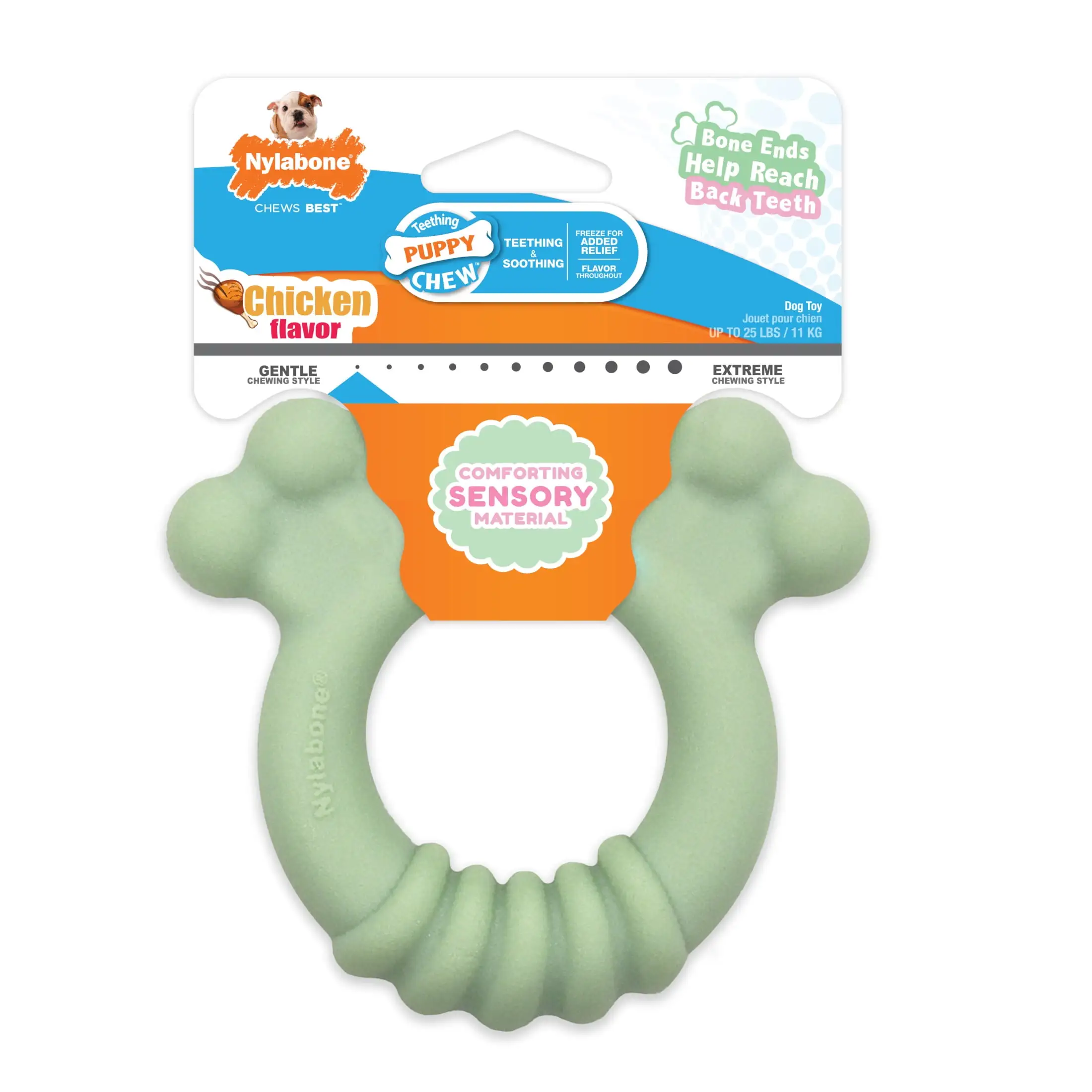 Nylabone Sensory Material Puppy Teething Ring Chicken Small/Regular - Up to 25 Ibs. (1 Count)