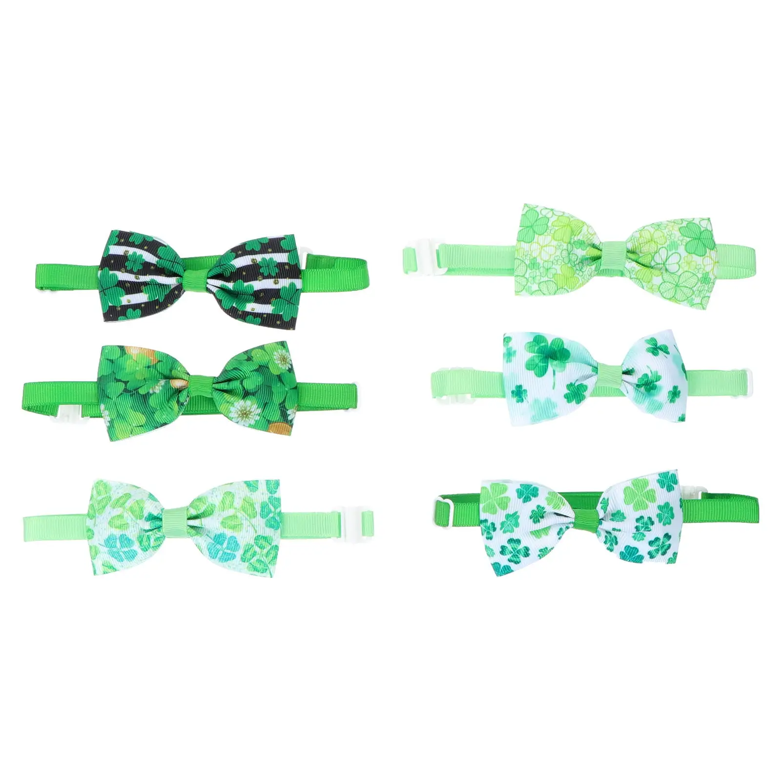 OUNONA 6pcs St. Patrick's Day Pet Bow Ties Party Favor Costume Photo Props (Green)