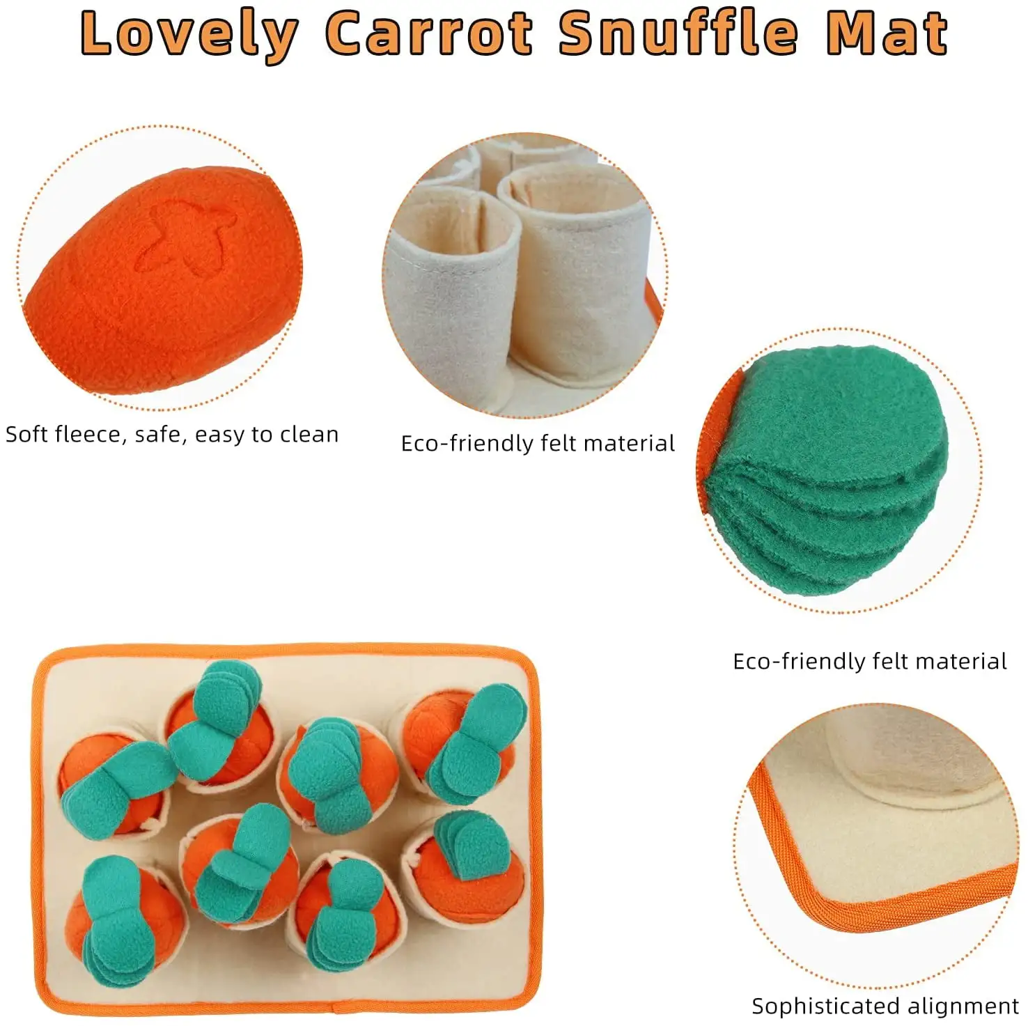 OUTOP Snuffle Mat for Dogs Slow Feeding Mat Durable Dog Foraging Mat with 8 Carrots Encourages Natural Foraging Skills