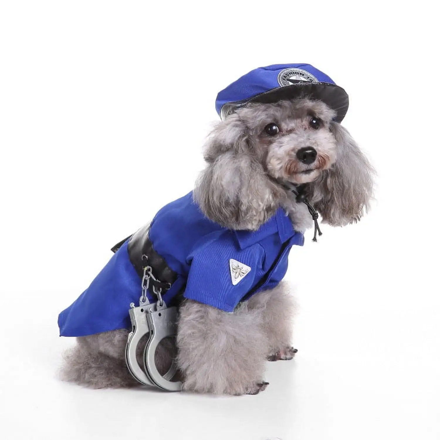 OZMI Pet Police Costume Halloween Cosplay Clothing Wear-resisting Dog Cat Police Uniform for All Kinds of Puppies S