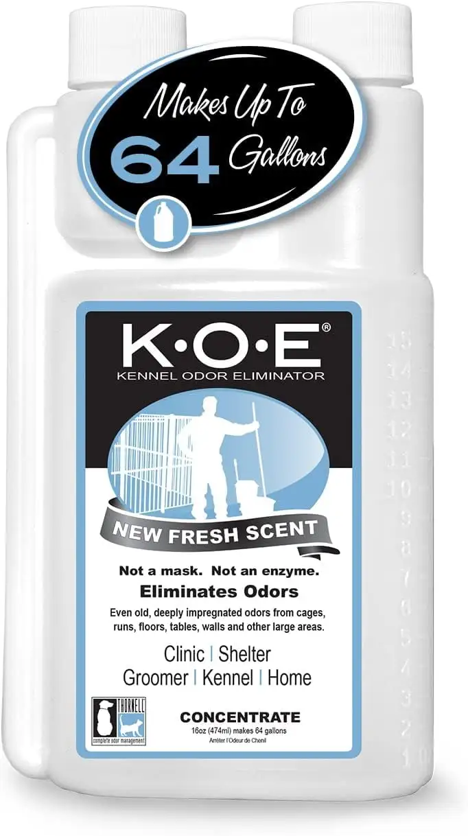 Odorcide Kennel Odor Eliminator Fresh Scent 16oz Concentrate ?C K.O.E Odor Eliminator for Strong Odor for Cages. Runs & More ?C Pet Odor Eliminator for Home & Kennel w/Safe Non-Enzymatic Formula KOEFS-P