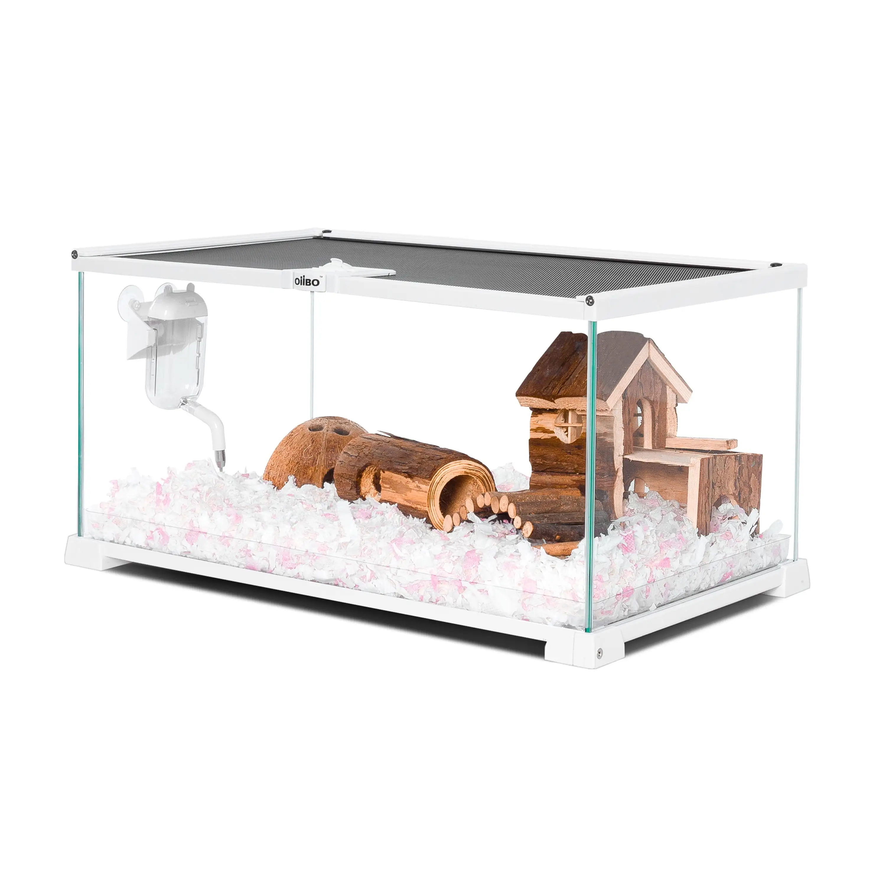 OiiBO Knock-Down Mini Glass Reptile Habitat. 360 Rotation. 20×12×10(10 gallon)