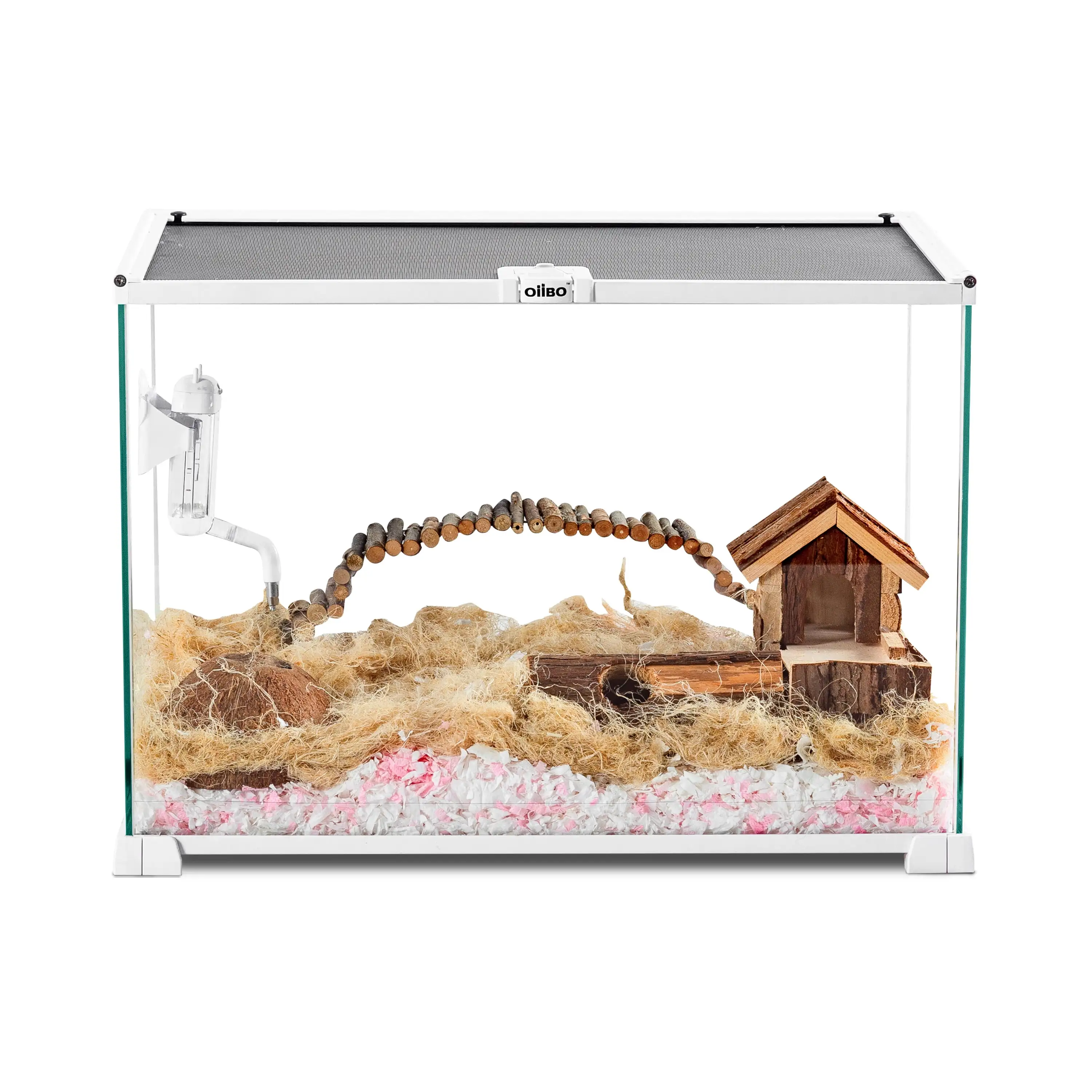 OiiBO Knock-Down Mini Glass Reptile Habitat. 360 Rotation Visually Reptile Terrarium 20×12×14(14.5 gallon) .Easy Assembly.