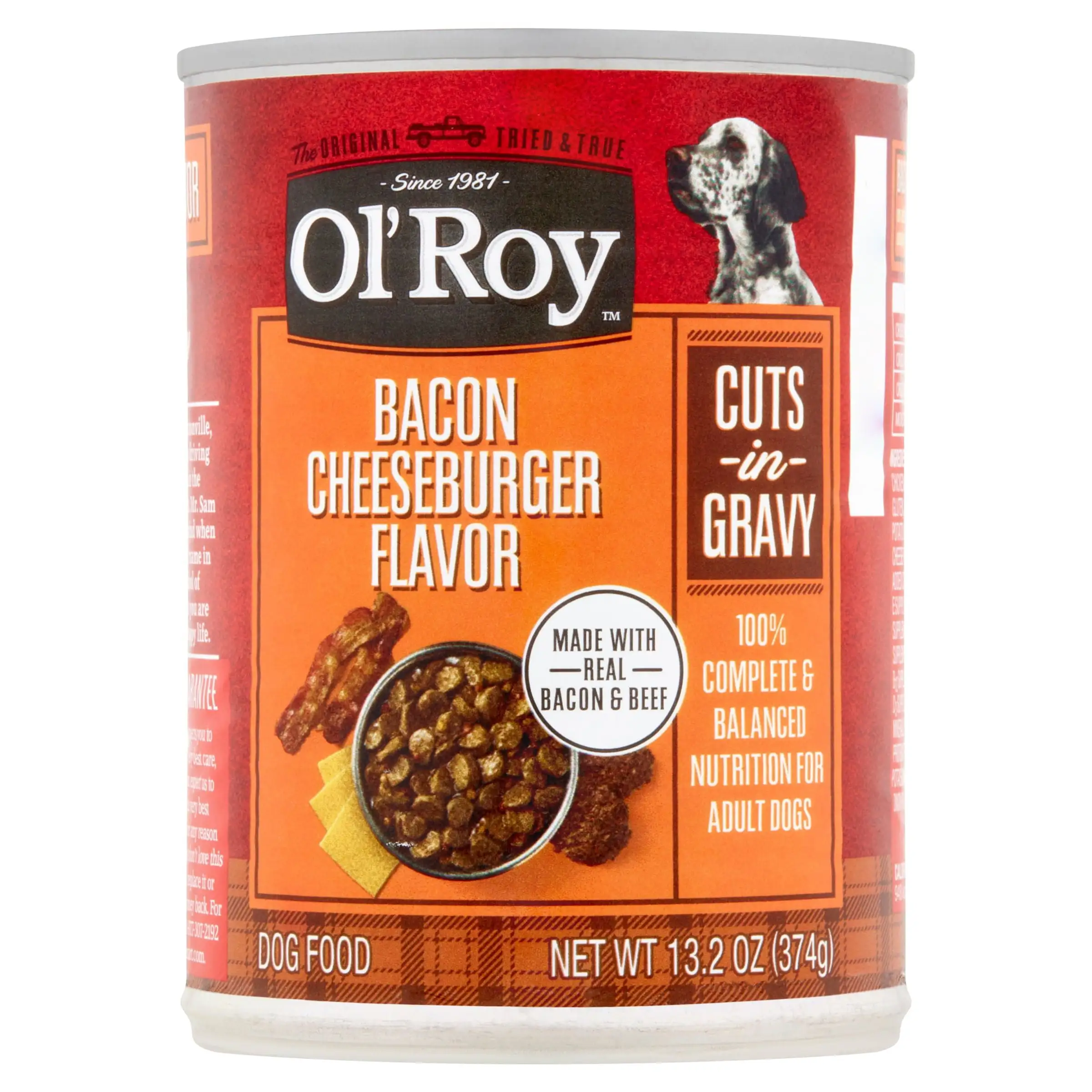 Ol' Roy Bacon Cheeseburger Flavor Cuts in Gravy Wet Dog Food. 13.2 oz Can