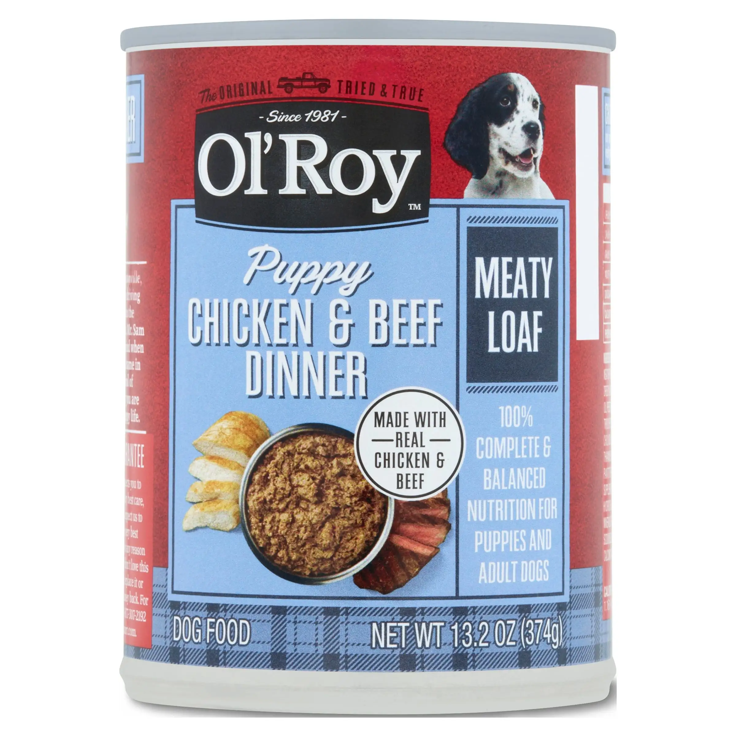 Ol' Roy Chicken & Beef Dinner Meaty Loaf Wet Dog Food for Puppy. 13.2 oz Can