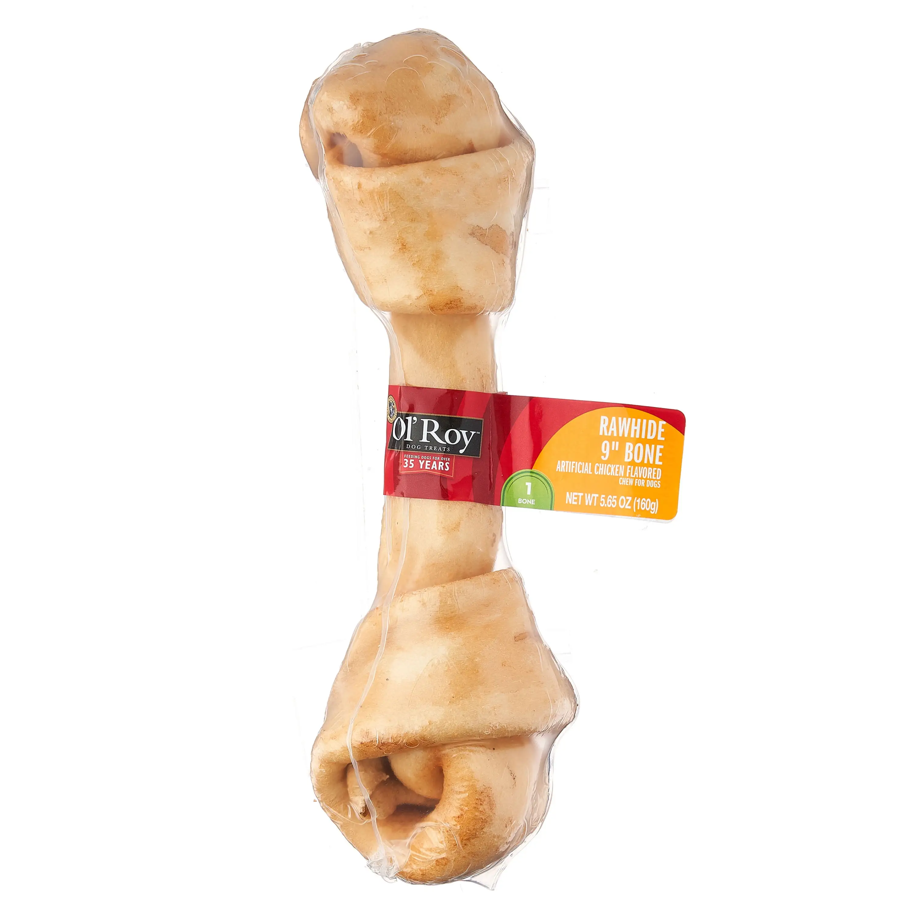 Ol' Roy Chicken Flavor 9 Rawhide Bone Chew for Dogs. 5.65 oz. 1 Count/bag. Pet Treats