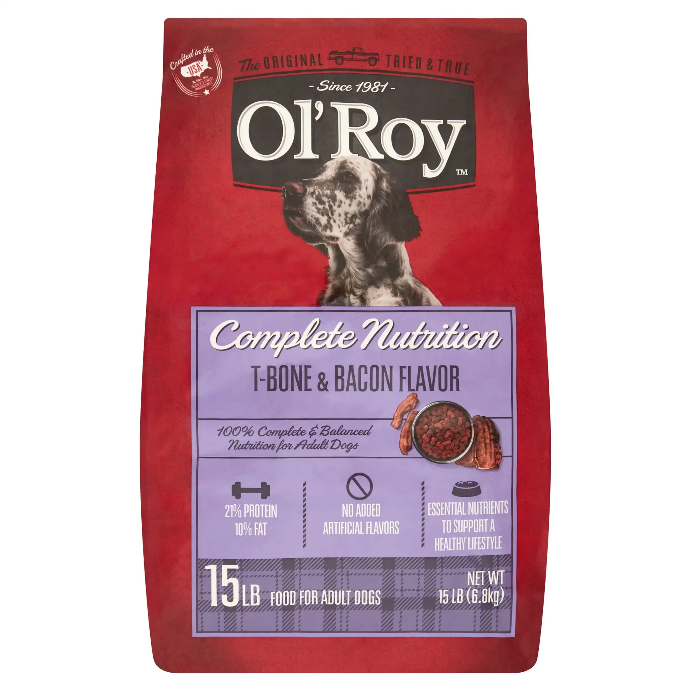 Ol' Roy Complete Nutrition T-Bone & Bacon Flavor Dry Dog Food. 15 lbs