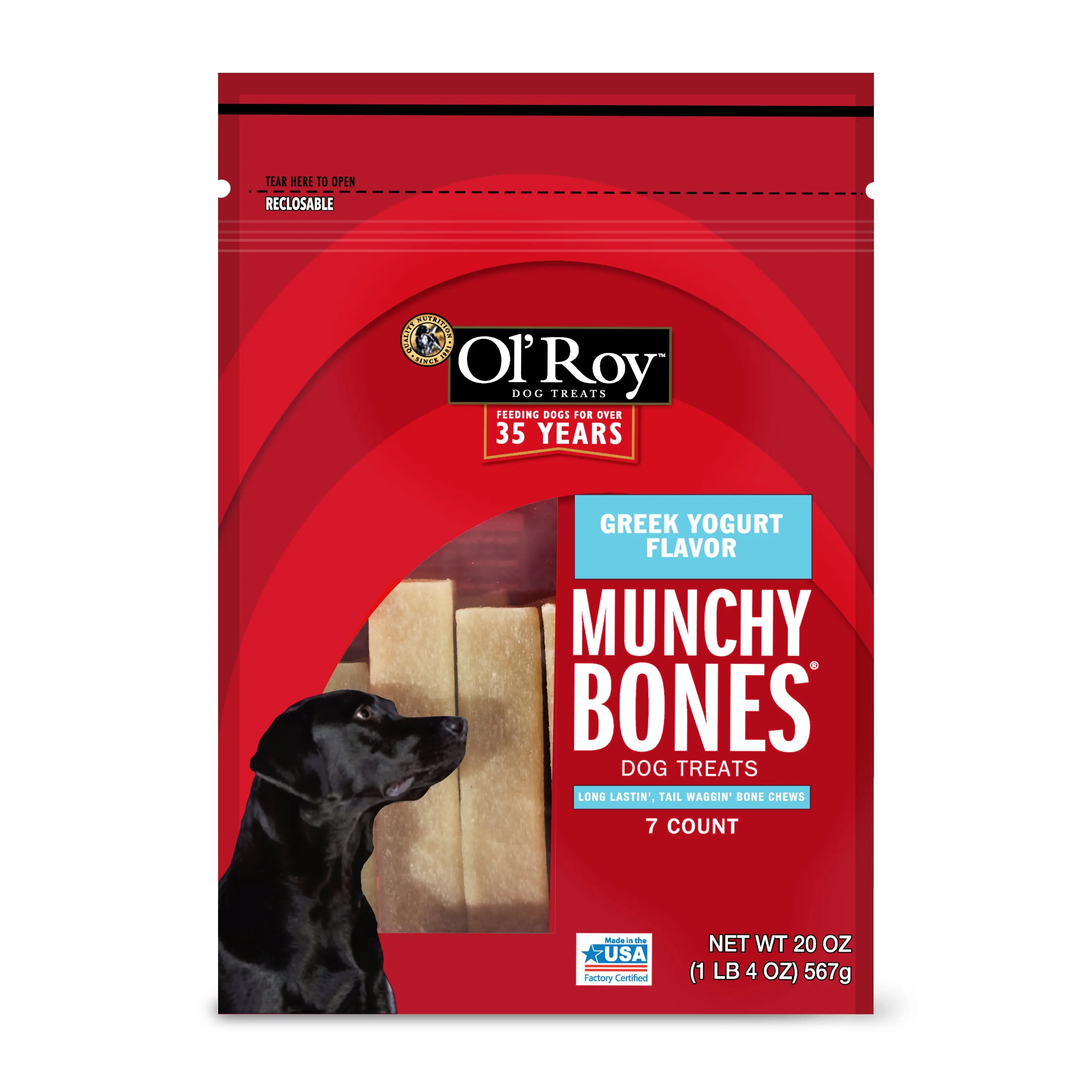 Ol' Roy Munchy Bones Dog Treats. Greek Yogurt. 20 oz. 7 Count