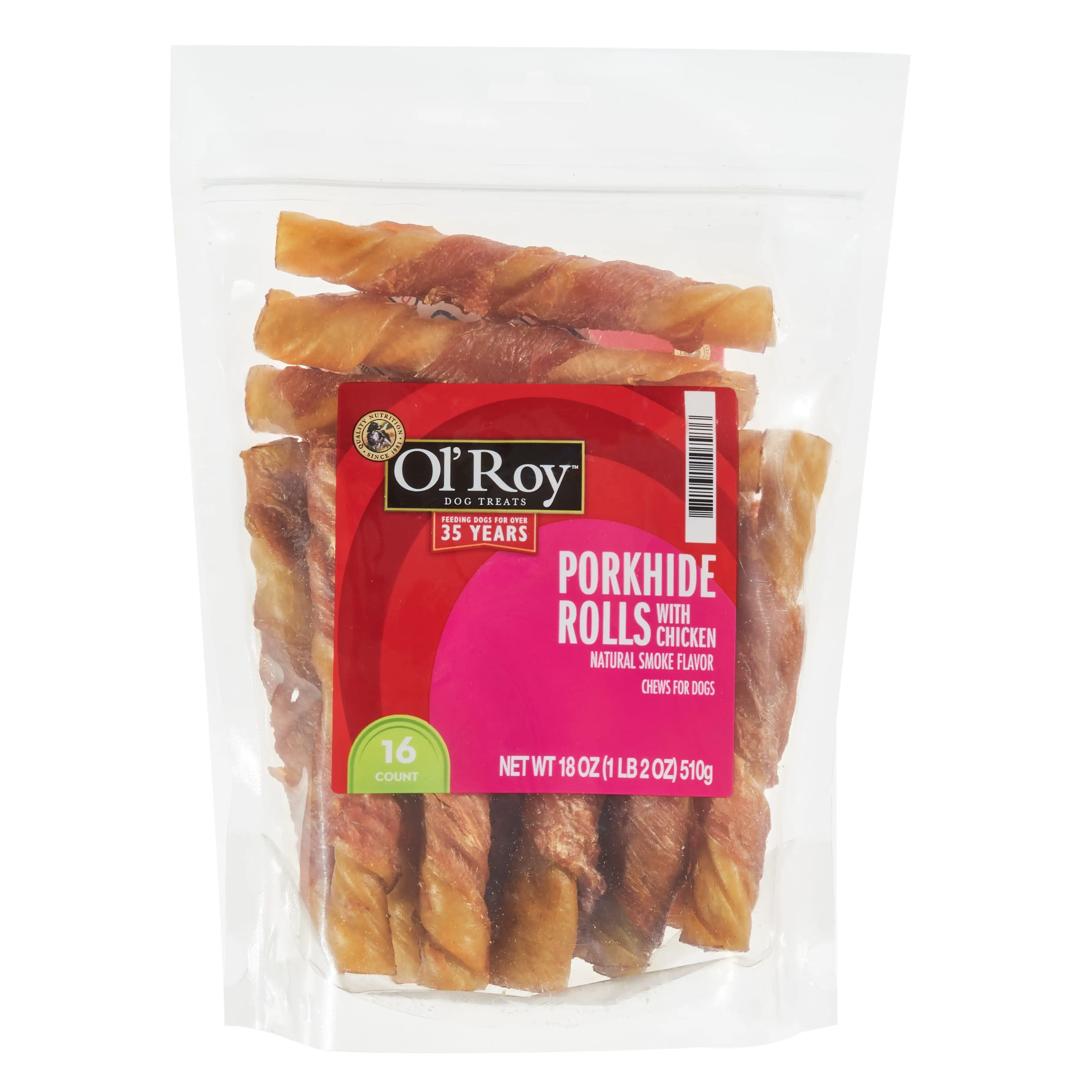 Ol' Roy Porkhide Rolls with Chicken for Dogs. 18 oz. 16 Count