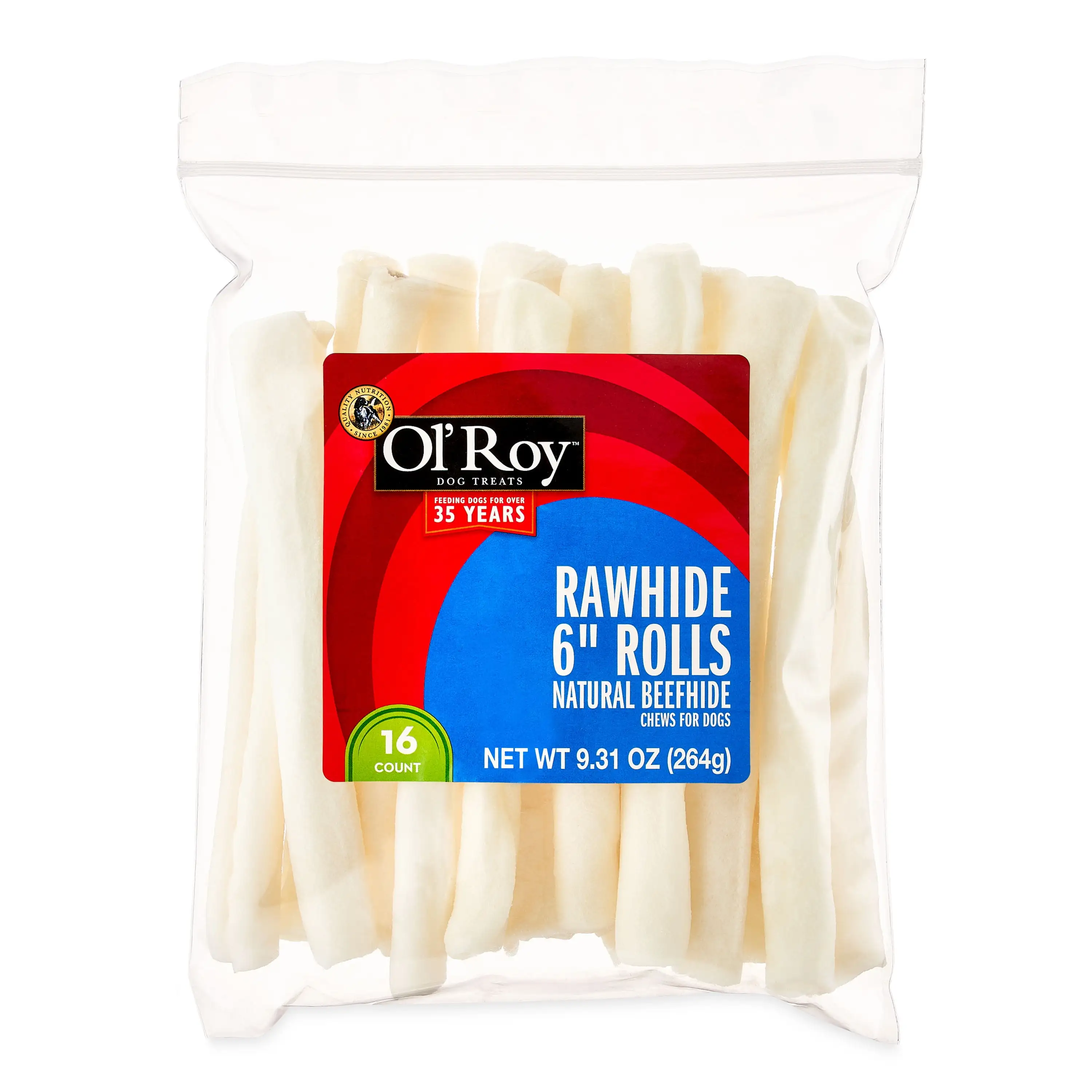 Ol' Roy Rawhide 6 Rolls Chews for Dogs. 9.31 oz. 16 Count