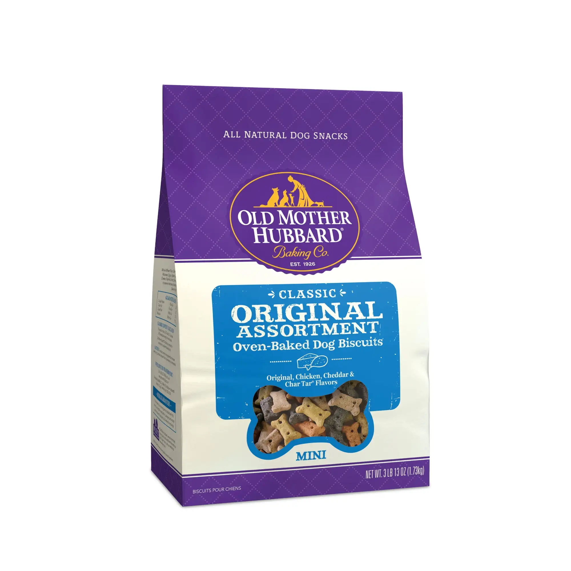 Old Mother Hubbard Classic Original Assortment Biscuits Baked Dog Treats. Mini. 3.8 Pound Bag