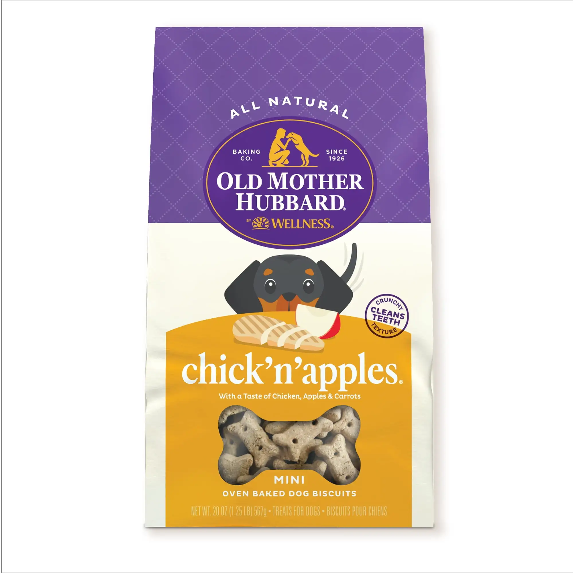 Old Mother Hubbard by Wellness Classic Chick'N'Apples Natural Mini Biscuits Dog Treats. 20 oz bag