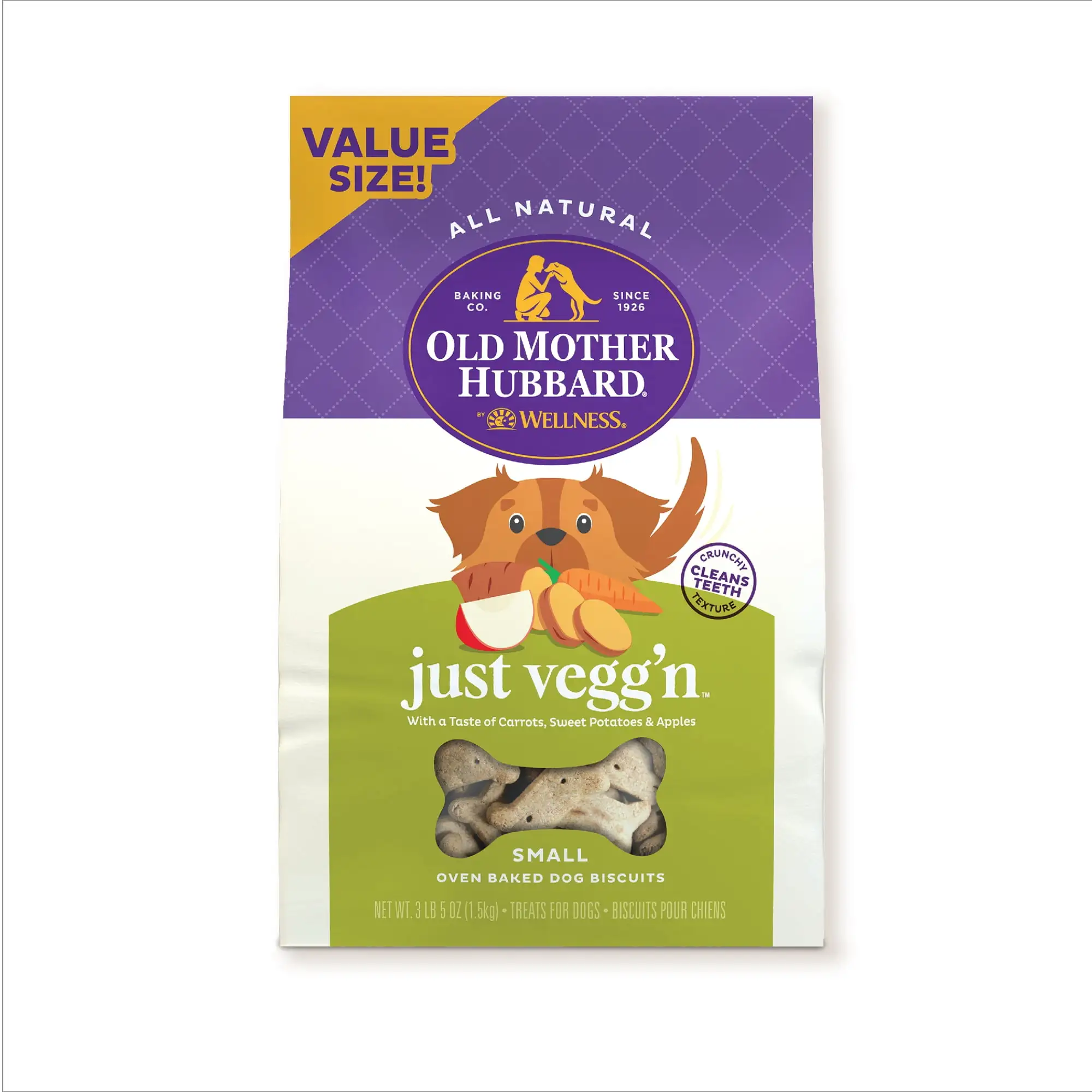 Old Mother Hubbard by Wellness Classic Just Vegg'N Natural Small Biscuits Dog Treats. 3.3 lb bag