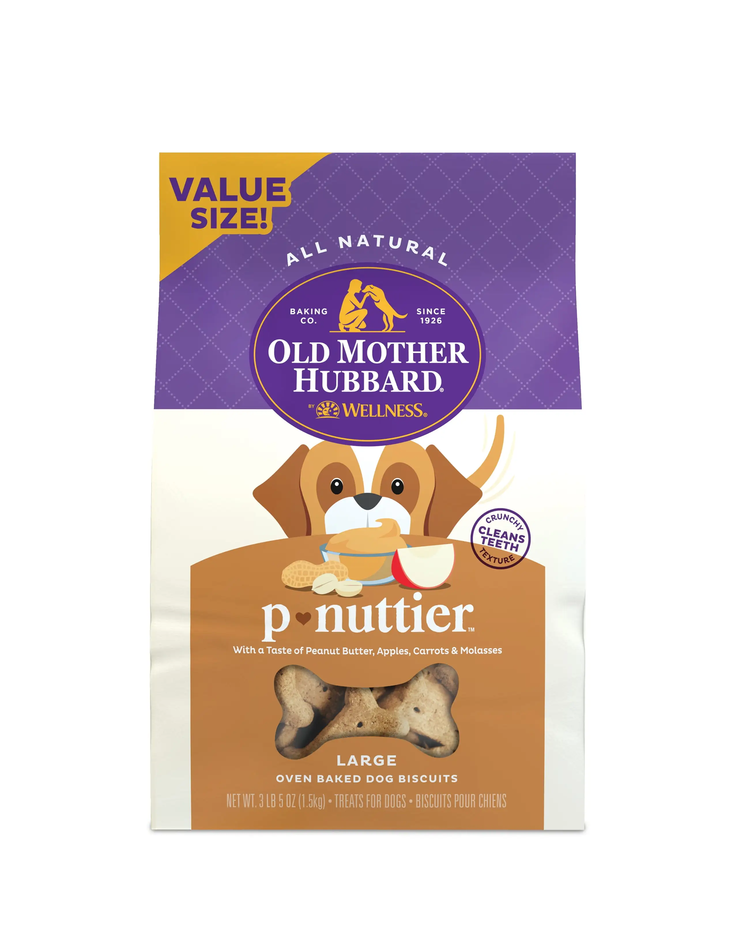 Old Mother Hubbard by Wellness Classic P Nuttier Natural Large Biscuits Dog Treats. 3.3 lb bag