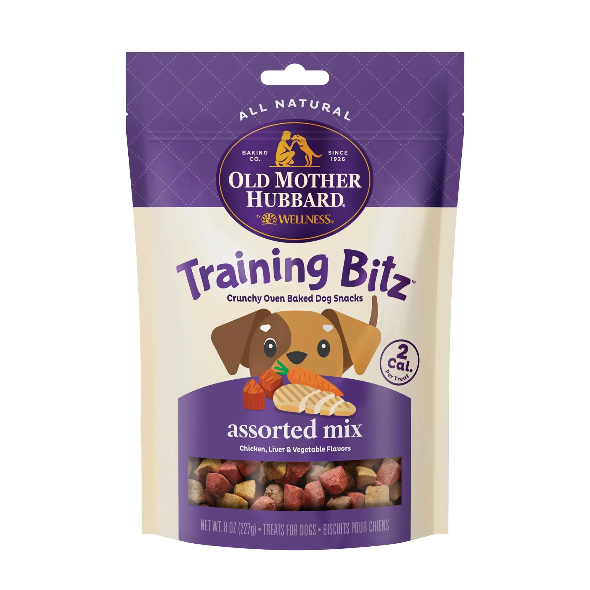 Old Mother Hubbard by Wellness Training Bitz Assorted Mix Natural Biscuits Dog Treats. 8 oz bag