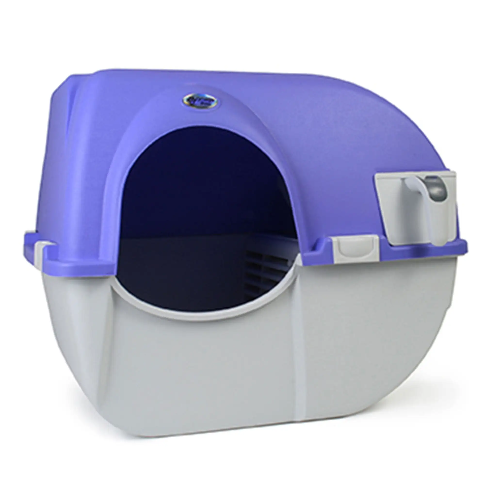 Omega Paw Roll 'n Clean Plastic Indoor Outdoor Automatic Self Cleaning Litter Box. Generation 5 Large Periwinkle