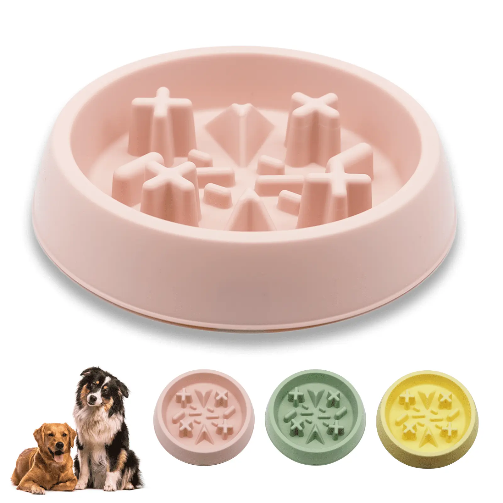 Ompellus Slow Feeder Dog & Cat Bowl for Slow Down Eating. Non Slip Anti-Chocking and Interactive Bloat Stop Dog for Small and Medium Dogs or Adult CatsPink)