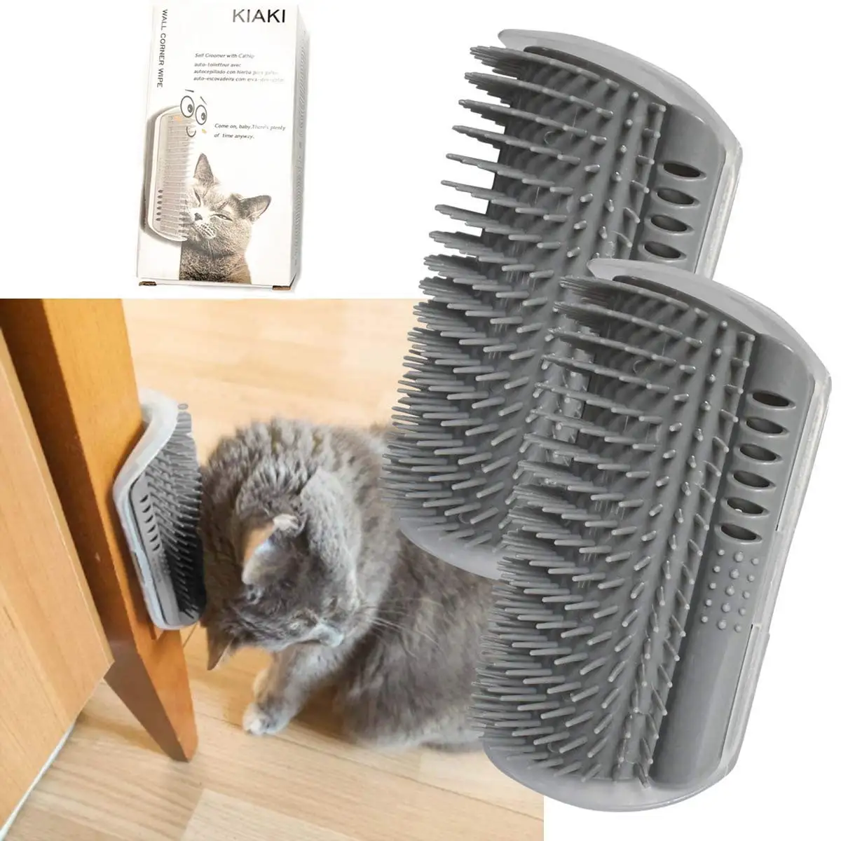 Oneisall 2 Pack Cat Self Groomer Brush with Catnip. 3.0 Softer Cat Massager for Indoor Sofa. Table. Corner and Door - L